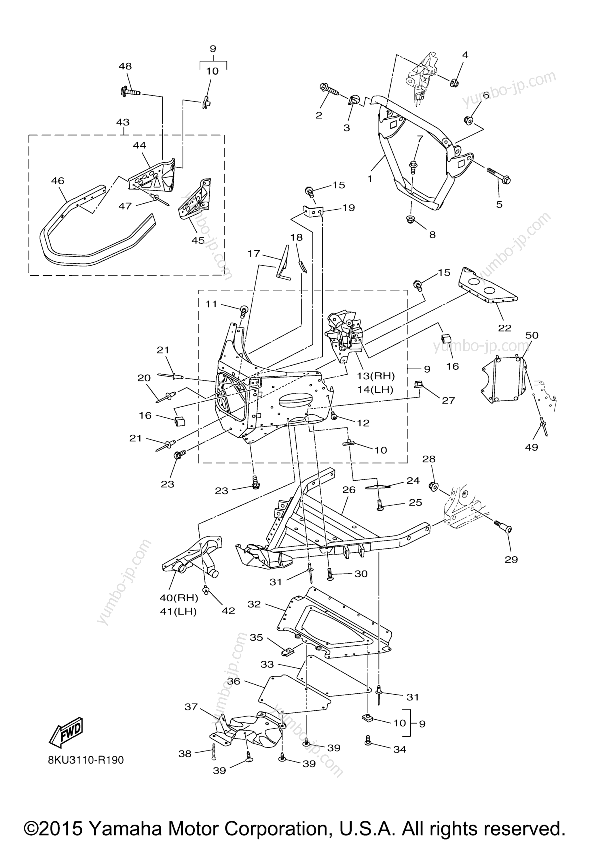 Frame 1 для снегоходов YAMAHA SRVIPER M TX 162 LE (SR1EML62GL) 2016 г.