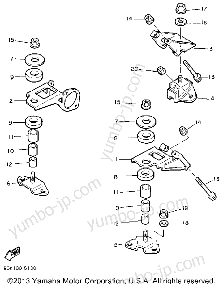 Engine Bracket for snowmobiles YAMAHA PHAZER DELUXE (ELEC START) (PZ480EN) 1989 year