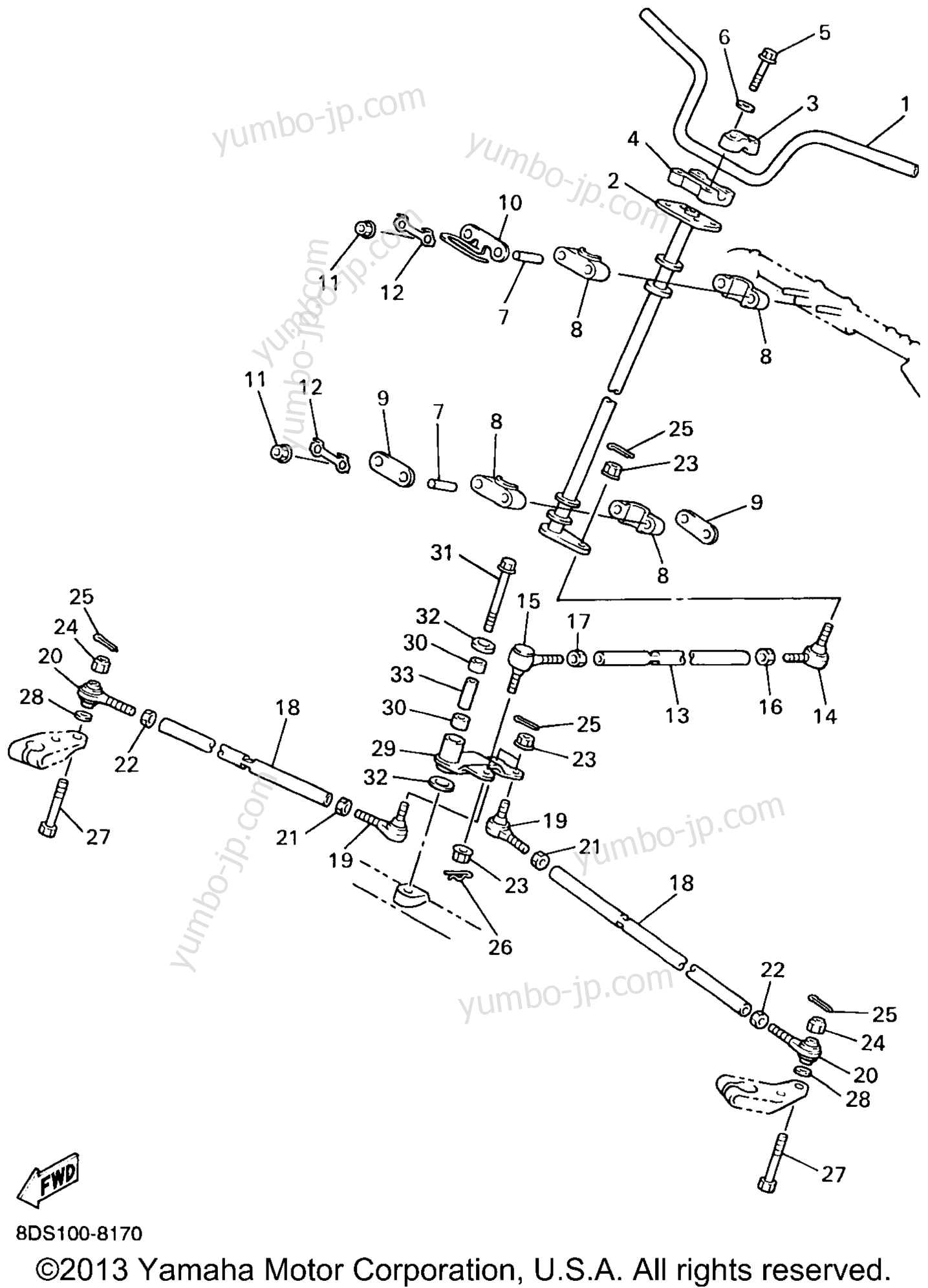 Steering for snowmobiles YAMAHA VMAX 700 XTCP (PLASTIC SKI, 1.5"TRACK) (VX700XTCPB) 1998 year