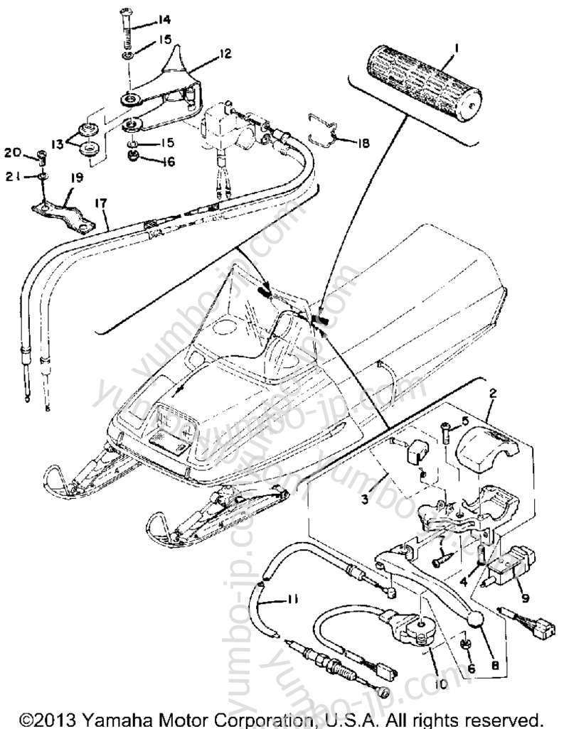 Grip - Wiring for snowmobiles YAMAHA EX440A 1977 year