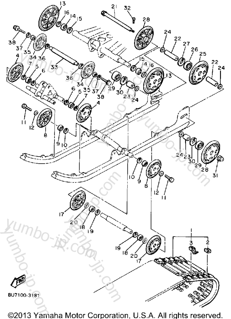 Track Suspension 1 for snowmobiles YAMAHA SRV (SR540N) 1989 year