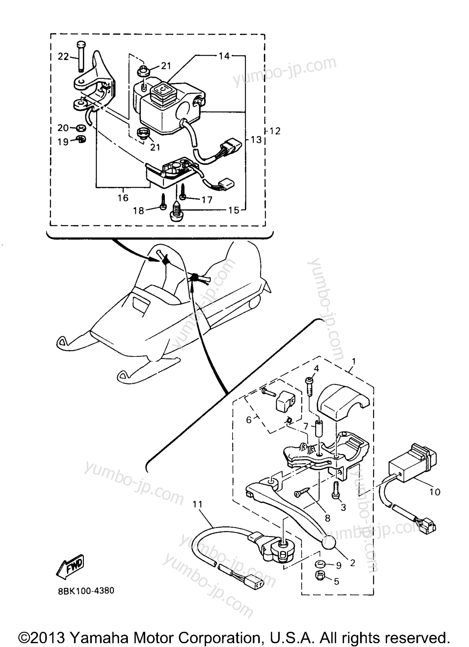 Handle Switch Lever для снегоходов YAMAHA VENTURE TR (VT480TRA) 1997 г.