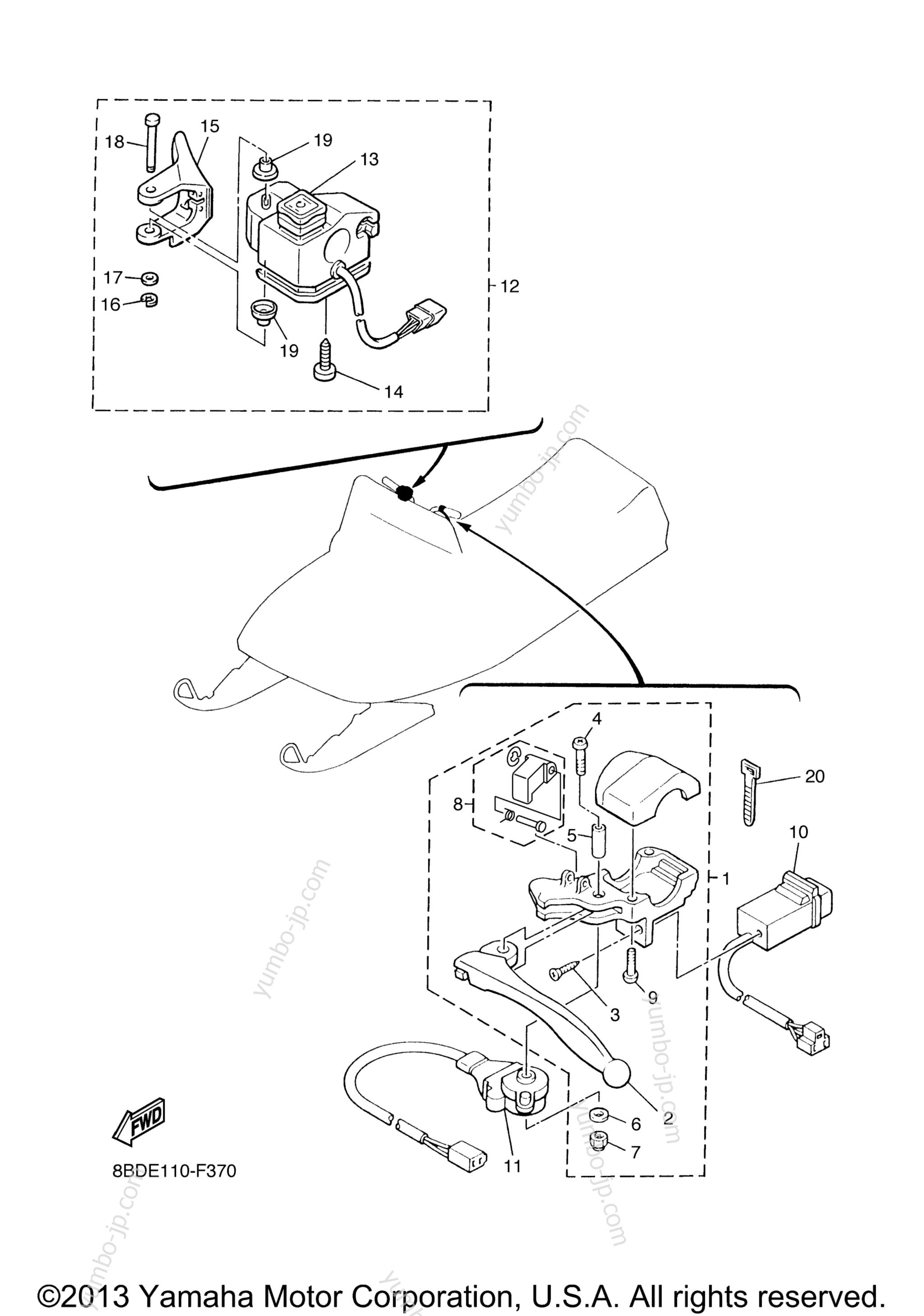 Handle Switch Lever для снегоходов YAMAHA BRAVO T (BR250TY) 2009 г.