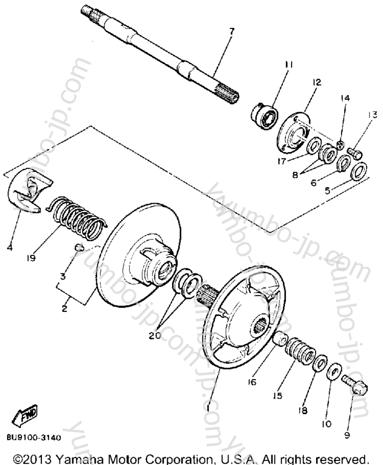 Secondary Sheave for snowmobiles YAMAHA VMX540G 1983 year