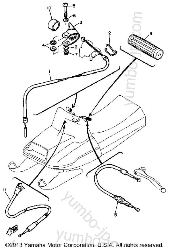Control - Cable for snowmobiles YAMAHA EC340E 1981 year