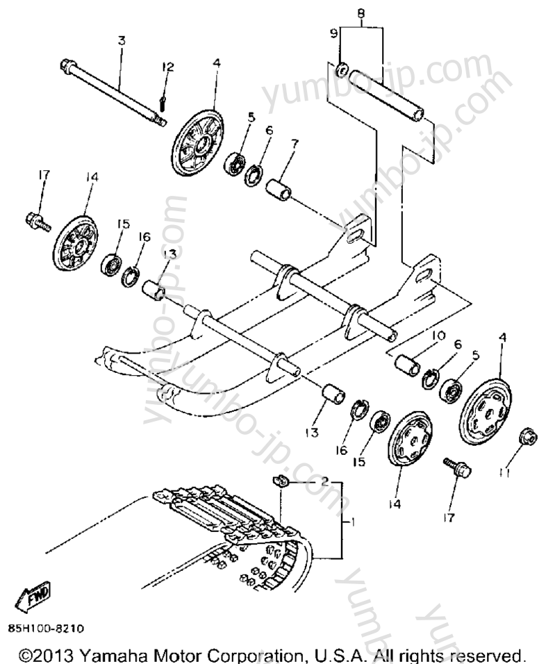 Track Suspension 1 for snowmobiles YAMAHA SNOSCOOT (ELEC START) (SV80EM) 1988 year