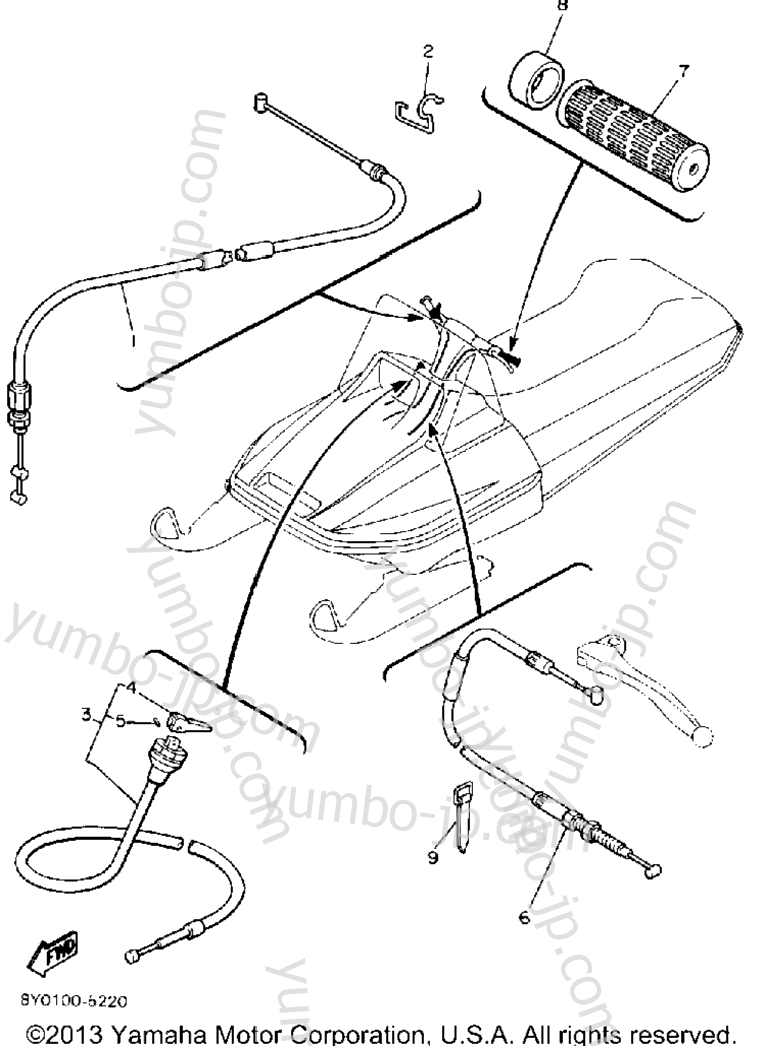 Control - Cable for snowmobiles YAMAHA SRV (SR540J) 1985 year