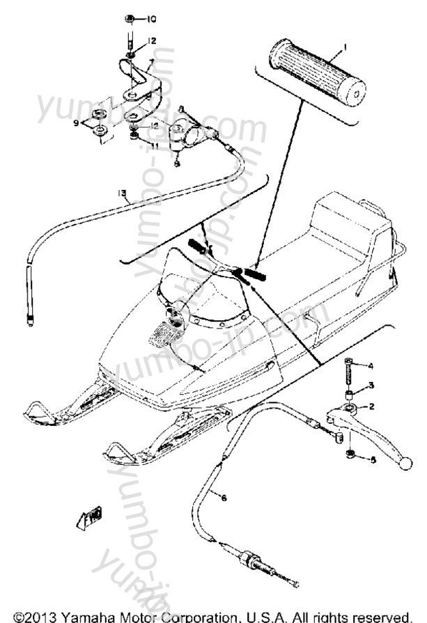 Grip & Wiring for snowmobiles YAMAHA SL396 1969 year