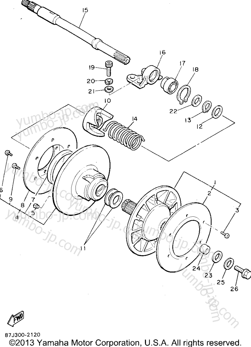 Secondary Sheave for snowmobiles YAMAHA PHAZER II LE (ELEC START) (PZ480EU) 1994 year