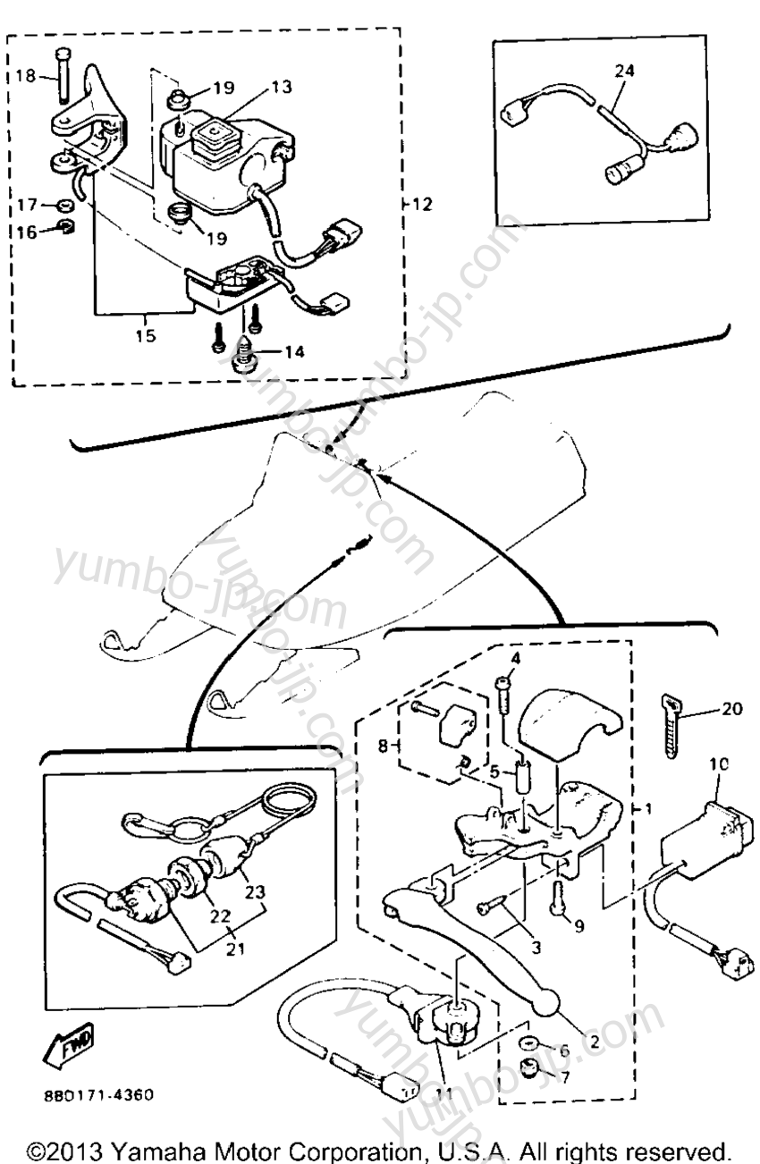 Electrical 2 for snowmobiles YAMAHA BRAVO LT (BR250TU) 1994 year