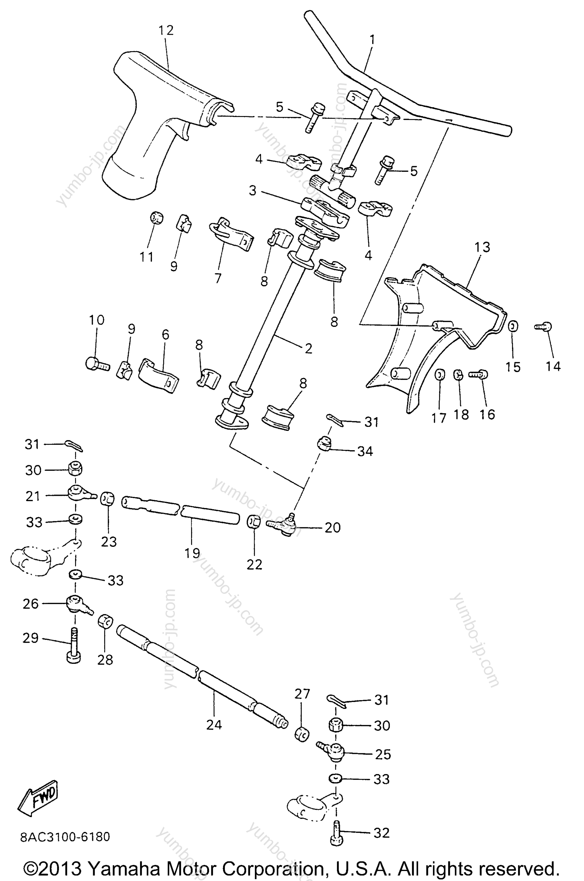 Steering для снегоходов YAMAHA VK540 II (VK540EW) 1996 г.