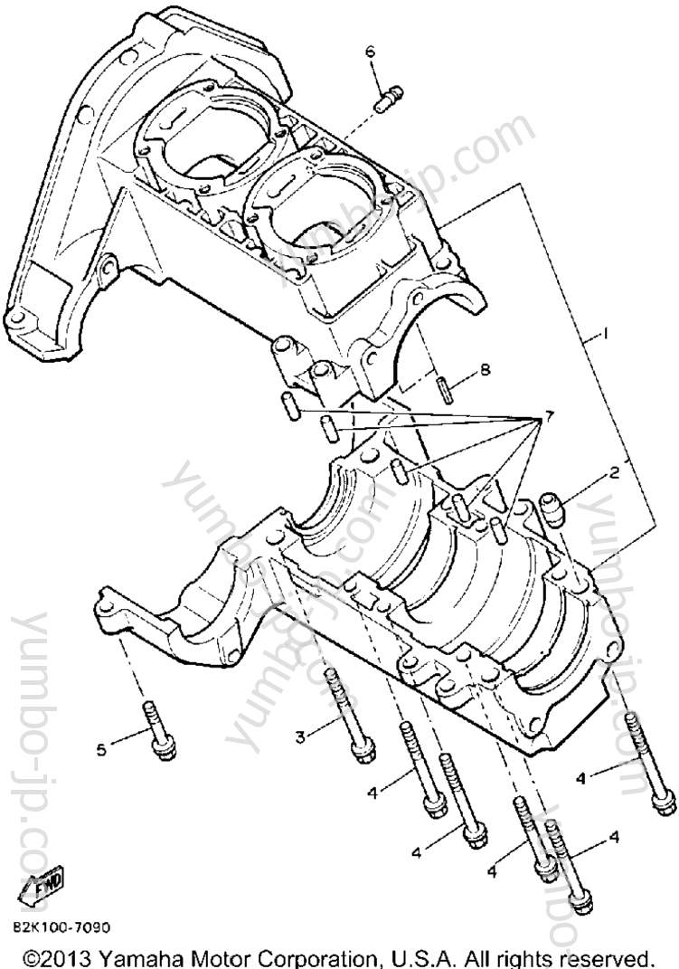 CRANKCASE for snowmobiles YAMAHA PHAZER (PZ480M) 1988 year