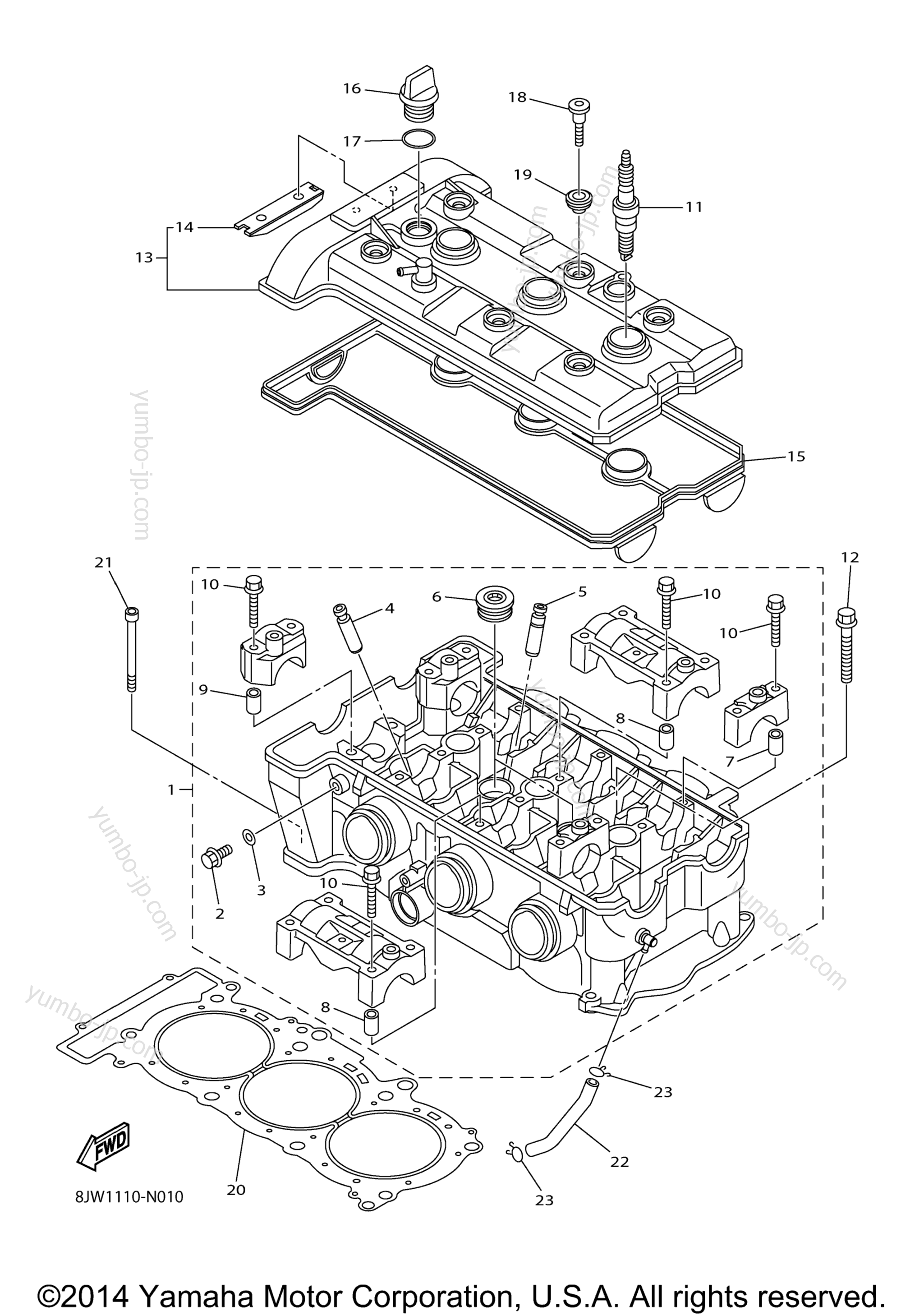 Головка блока цилиндров для снегоходов YAMAHA SRVIPER L TX SE 1.25 (SR10LSFO) 2015 г.