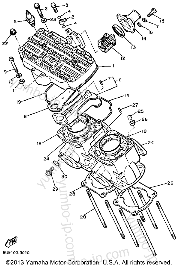 Cylinder Head-Cylinder для снегоходов YAMAHA VMX540G 1983 г.