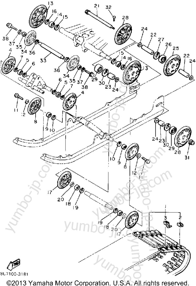 Track Suspension 1 for snowmobiles YAMAHA SRV (SR540P) 1990 year