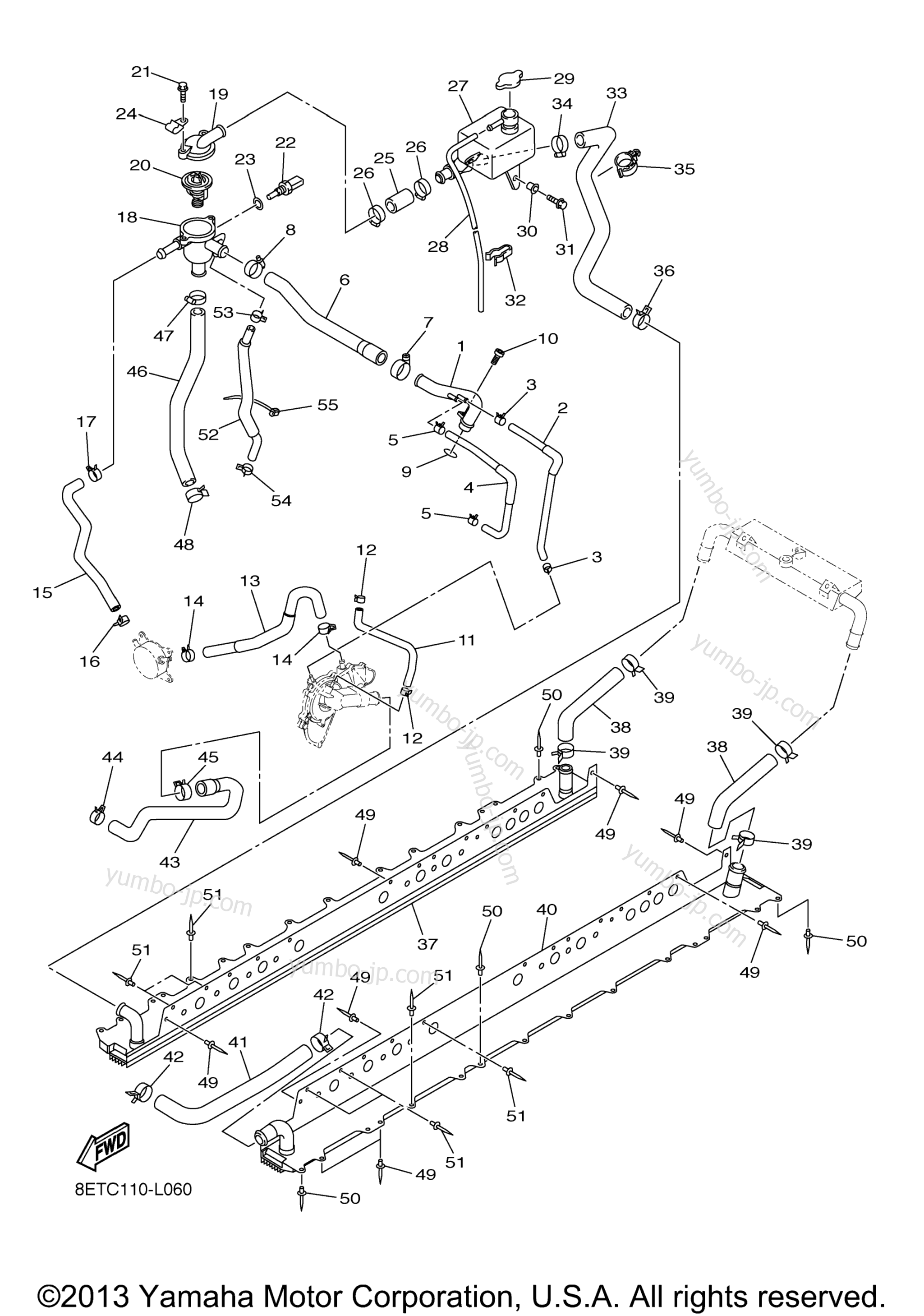 RADIATOR HOSE для снегоходов YAMAHA RS VENTURE (RST90BS) 2012 г.