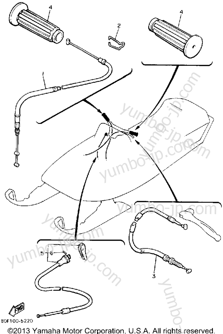 Control - Cable for snowmobiles YAMAHA BRAVO (BR250J) 1985 year