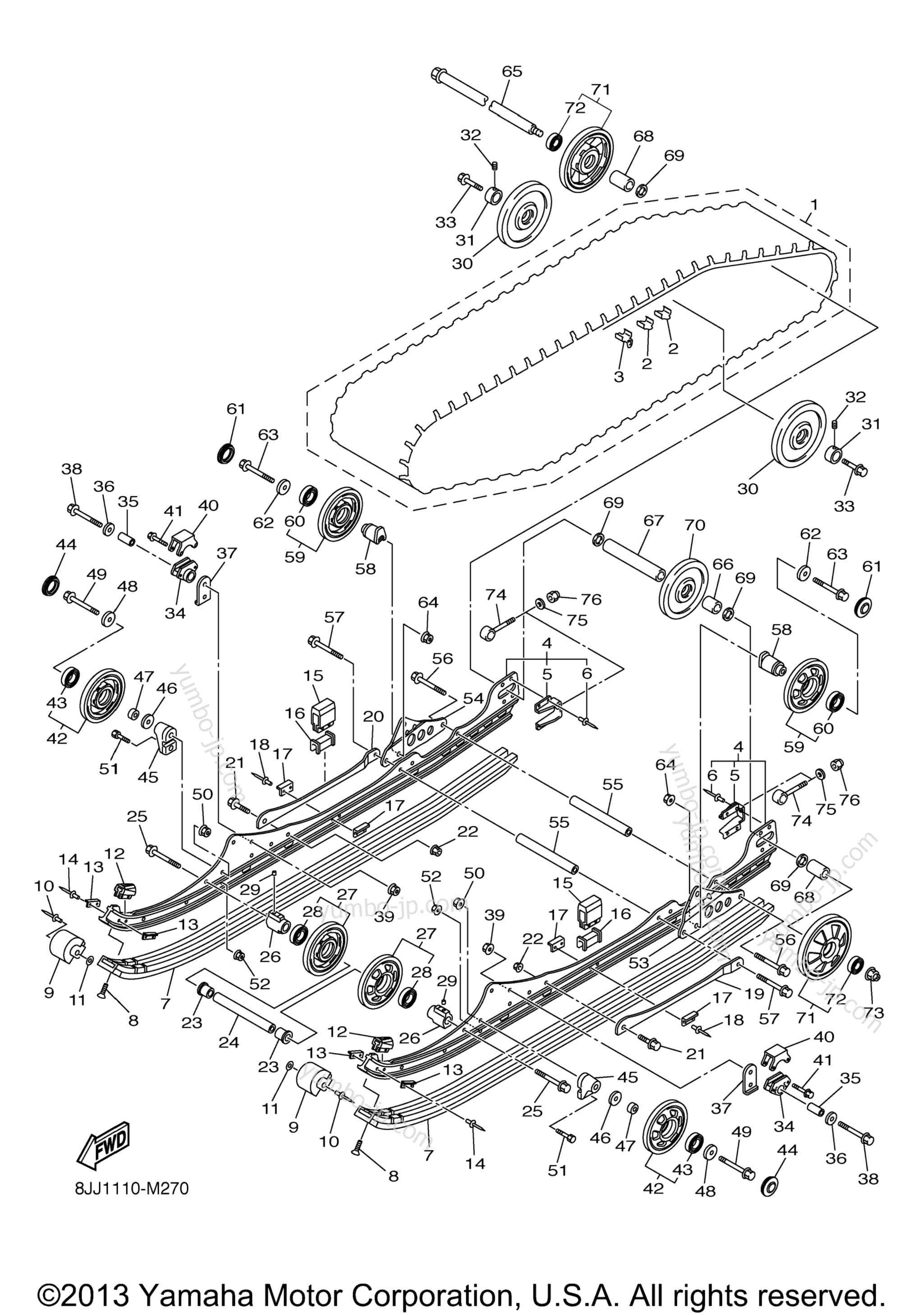 Track Suspension 1 для снегоходов YAMAHA FX NYTRO XTX 1.75 (FX10XT75DB) 2013 г.