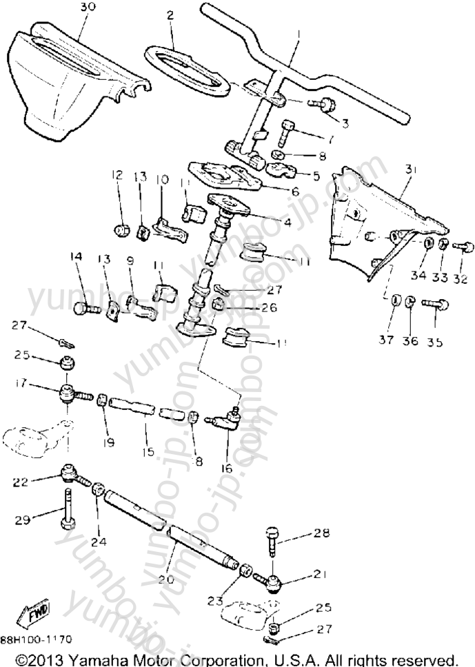 Steering for snowmobiles YAMAHA PHAZER II LE (ELEC START) (PZ480ES) 1992 year
