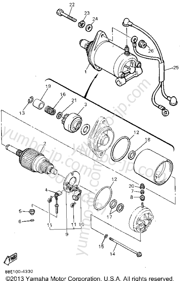 STARTING MOTOR для снегоходов YAMAHA OVATION LE (CS340EU) 1994 г.