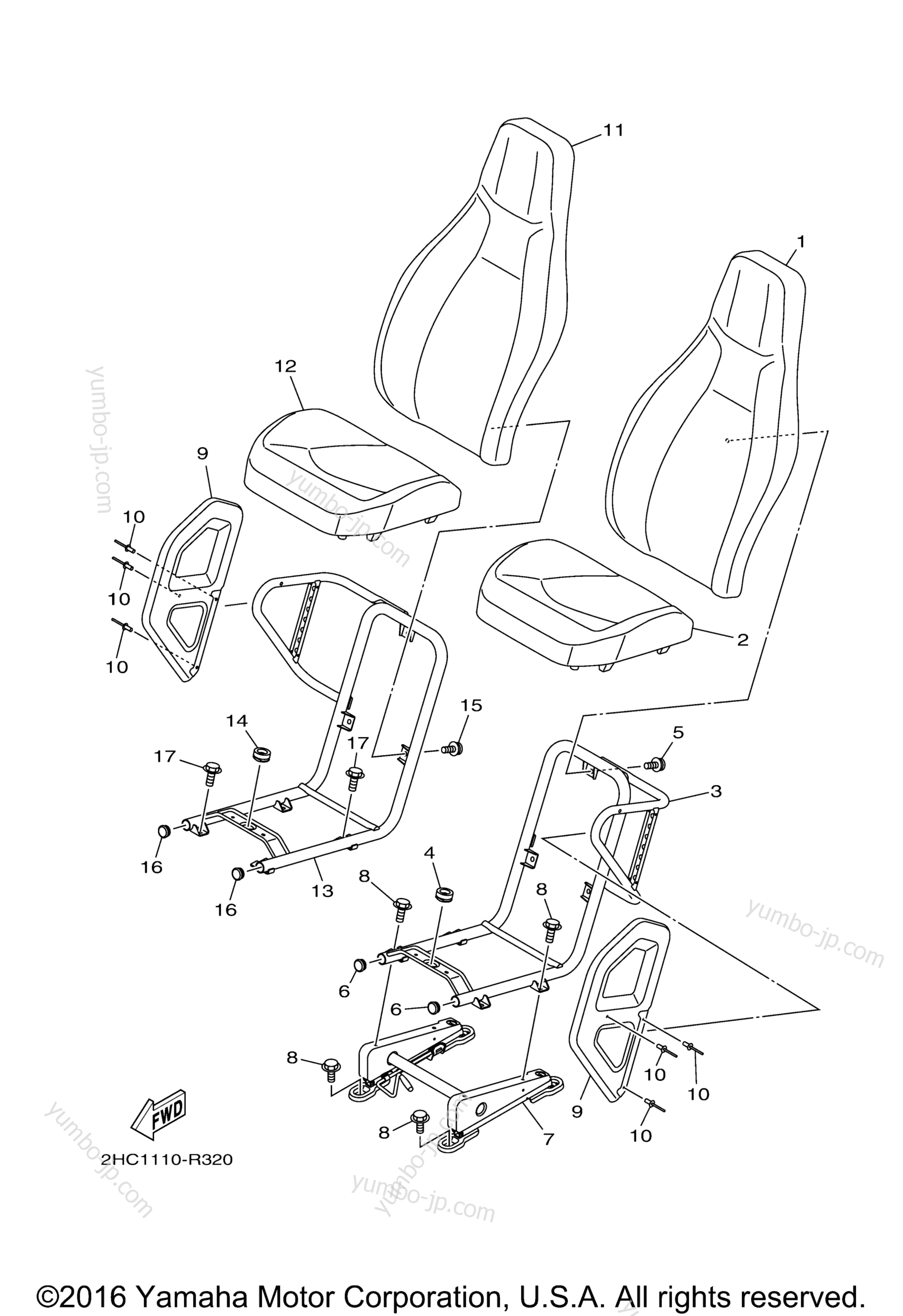 SEAT for UTVs YAMAHA YXZ1000 EPS (YXZ10YPXGL) 2016 year