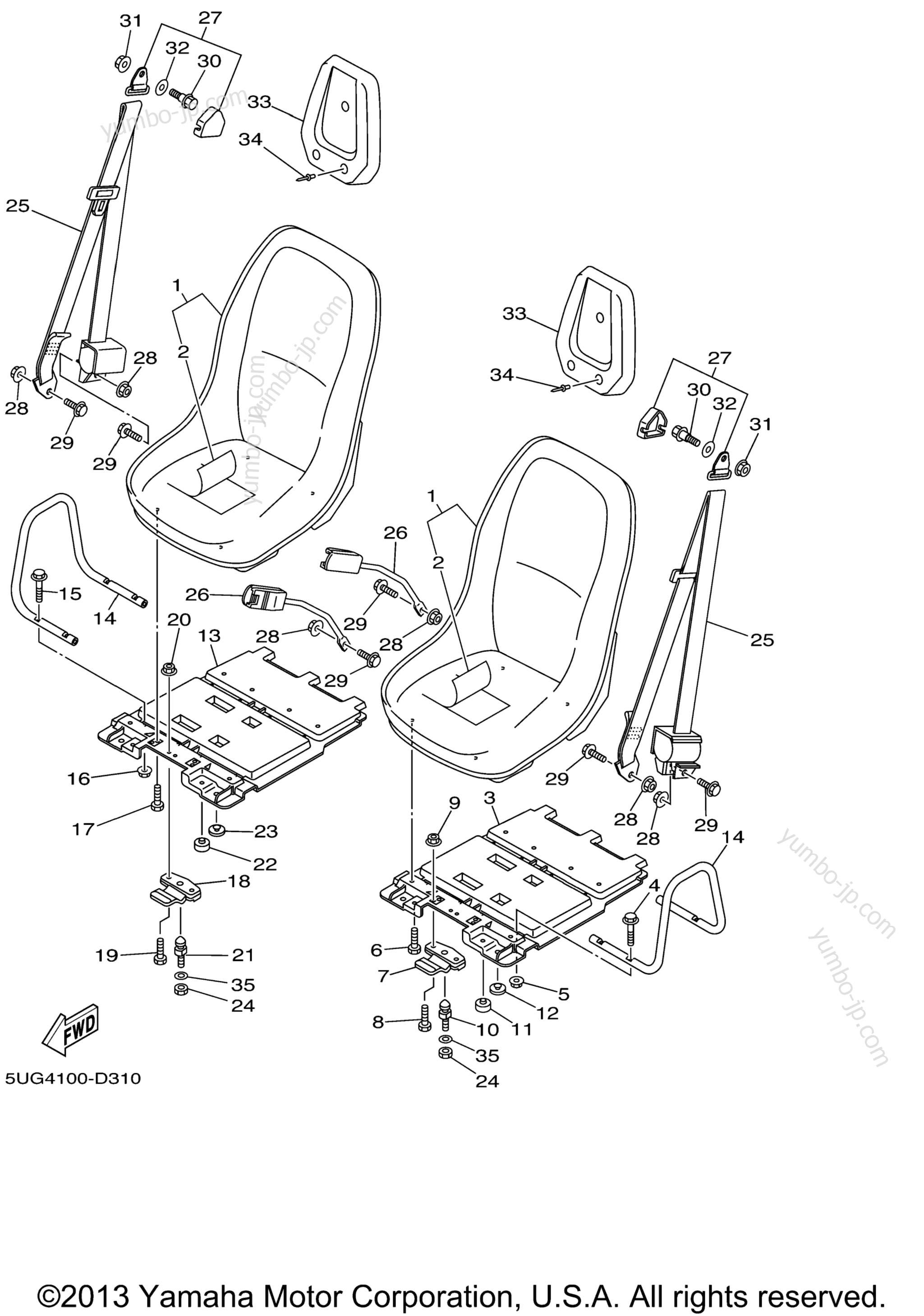 SEAT for UTVs YAMAHA RHINO HUNTER (YXR660FAHT) 2005 year