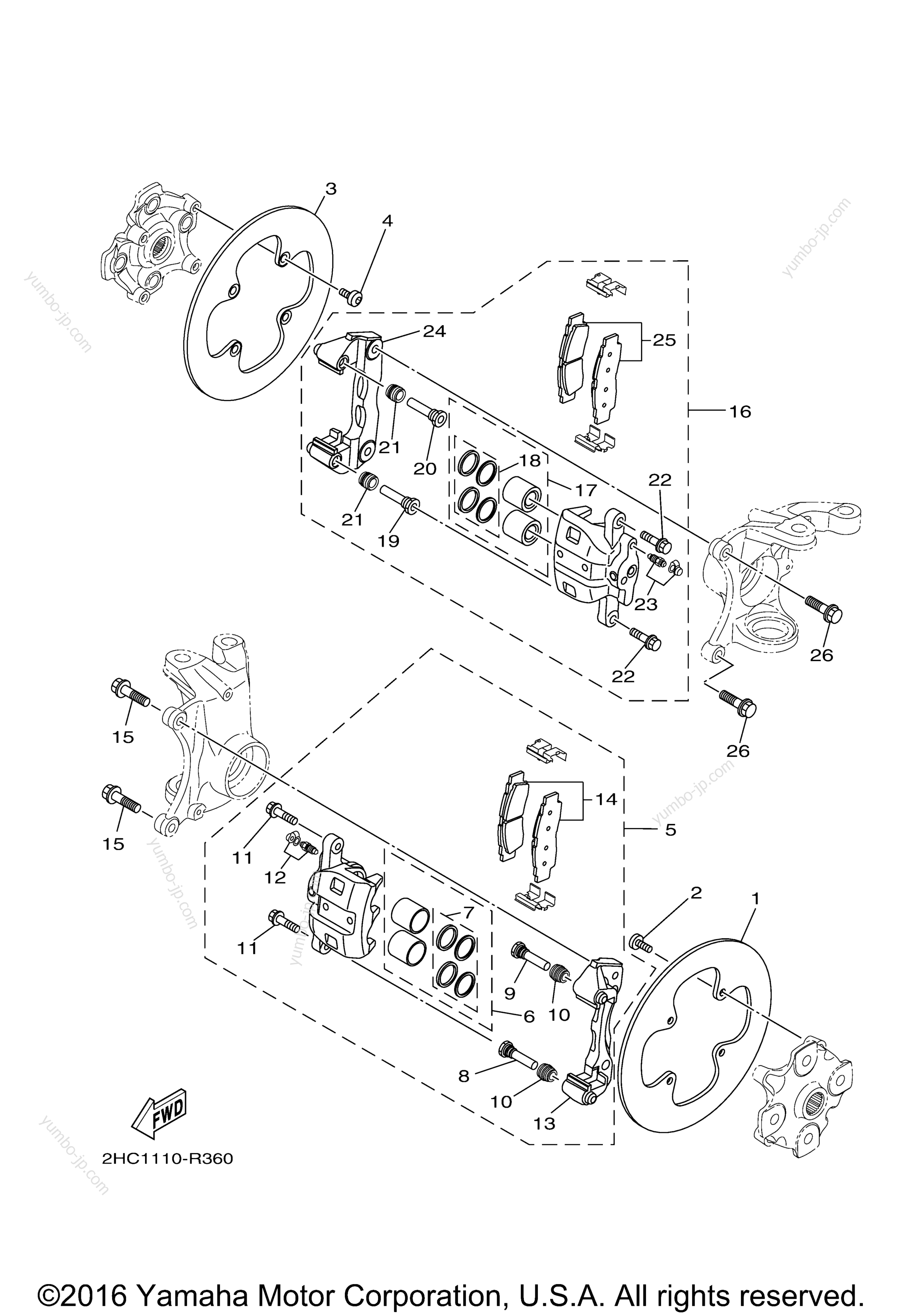 FRONT BRAKE CALIPER для мотовездеходов YAMAHA YXZ1000R EPS SS SE (YXZ10YESHB) 2017 г.