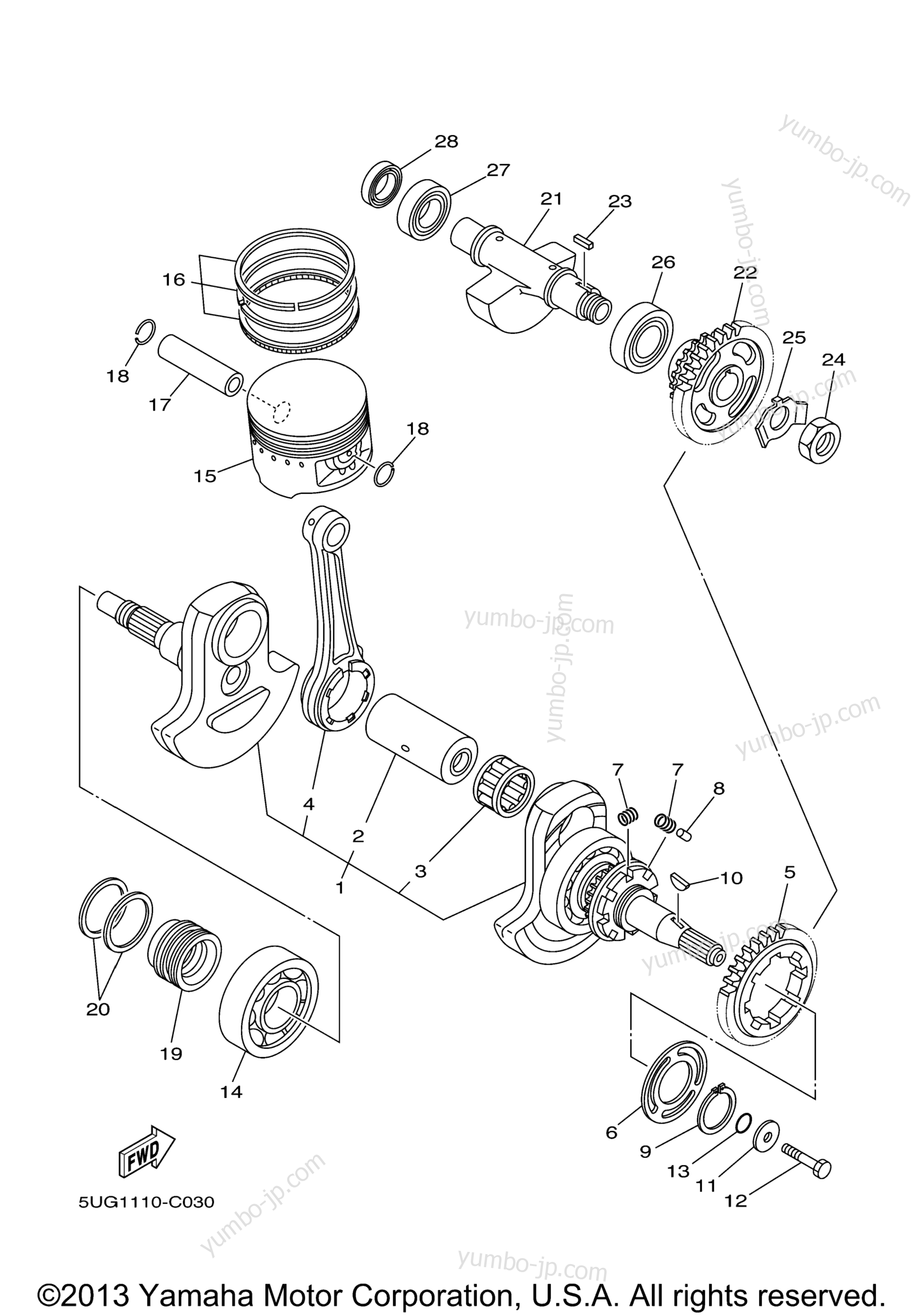 CRANKSHAFT PISTON for UTVs YAMAHA RHINO 660 (YXR660FAS) 2004 year