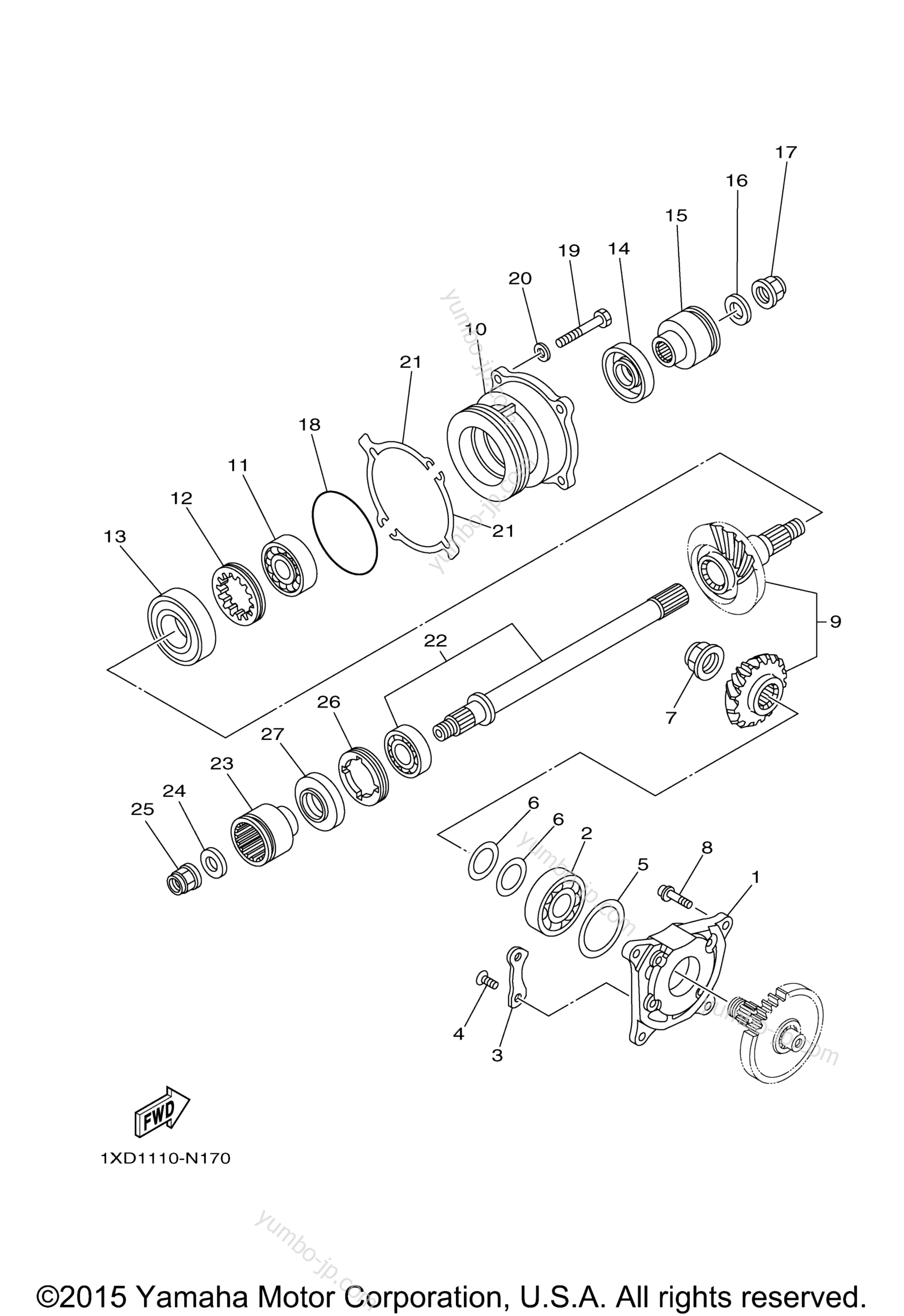 Middle Drive Gear for UTVs YAMAHA VIKING VI EPS RANCH EDITION (YXC70VPRGC) 2016 year