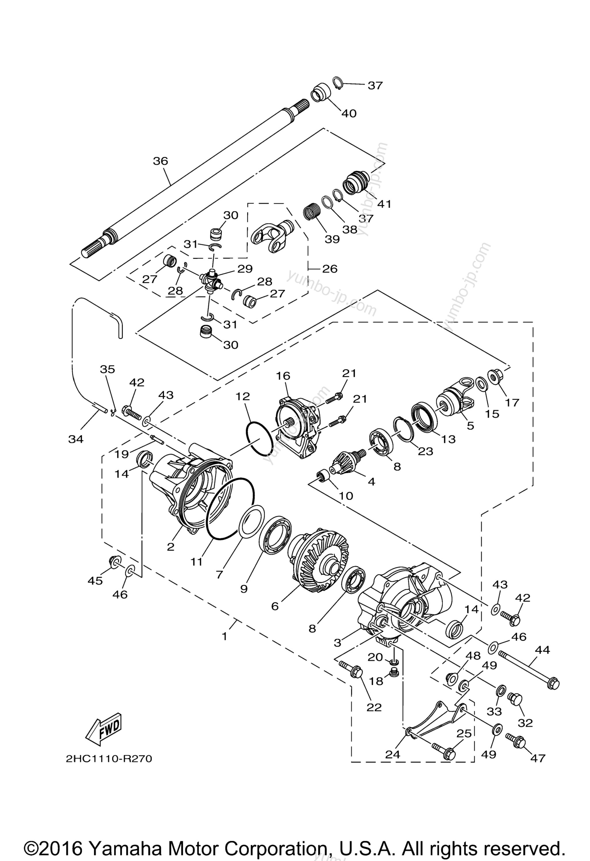 Front Differential для мотовездеходов YAMAHA YXZ1000 EPS (YXZ10YPXGO) 2016 г.