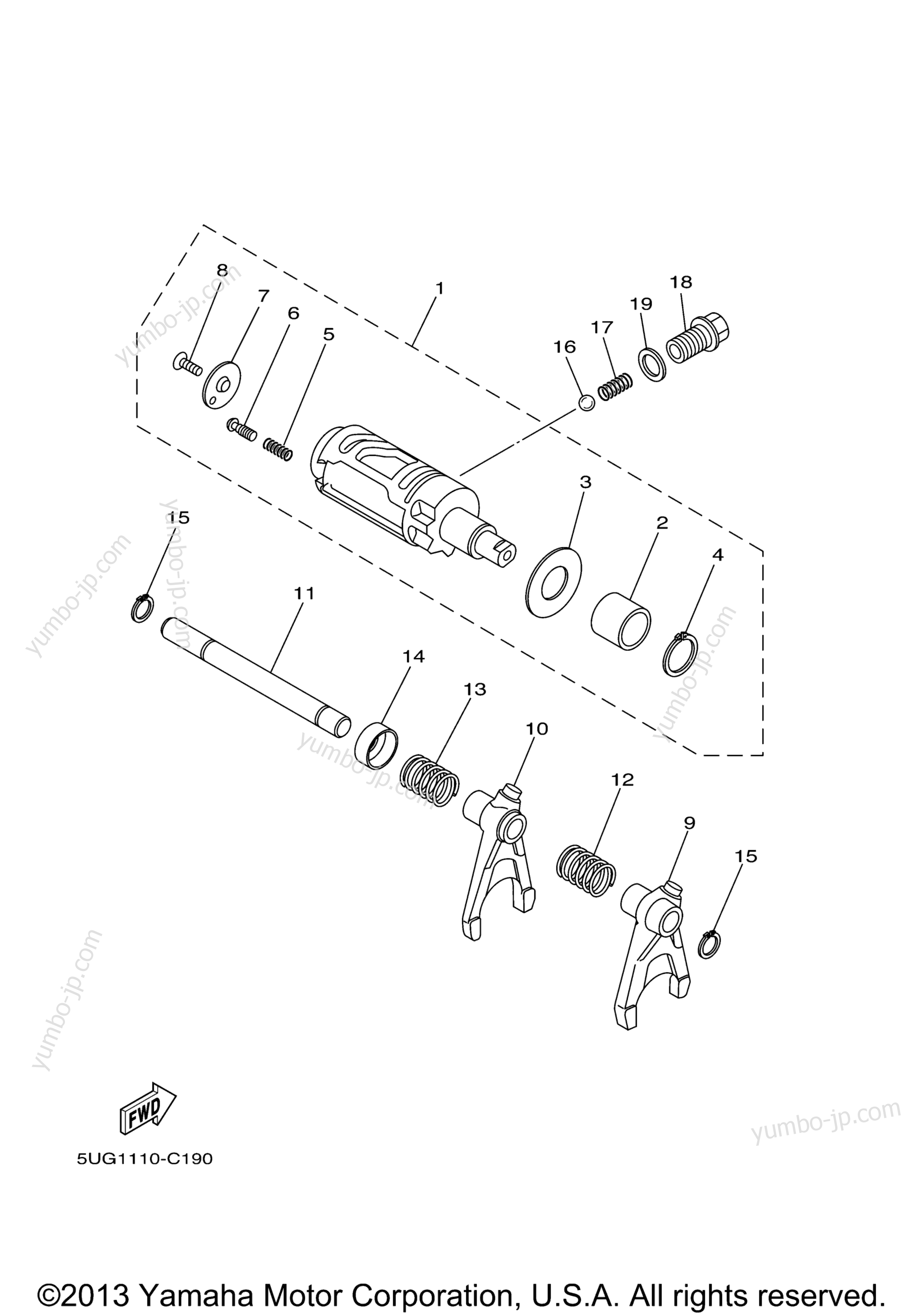 Shift Cam Fork для мотовездеходов YAMAHA RHINO HUNTER (YXR660FAHT) 2005 г.