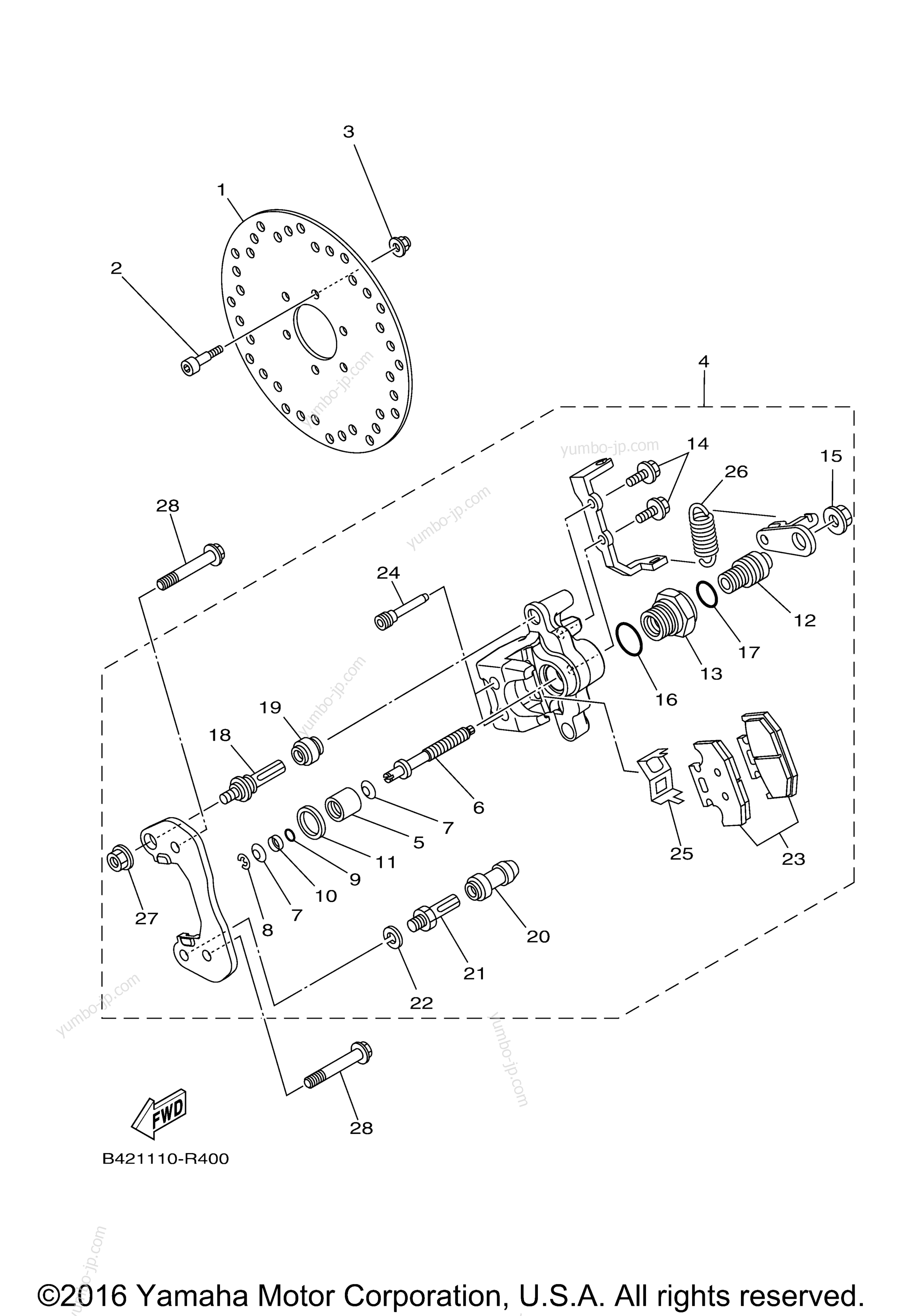 Rear Brake Caliper 2 для мотовездеходов YAMAHA VIKING EPS (YXM70VPAHL) 2017 г.