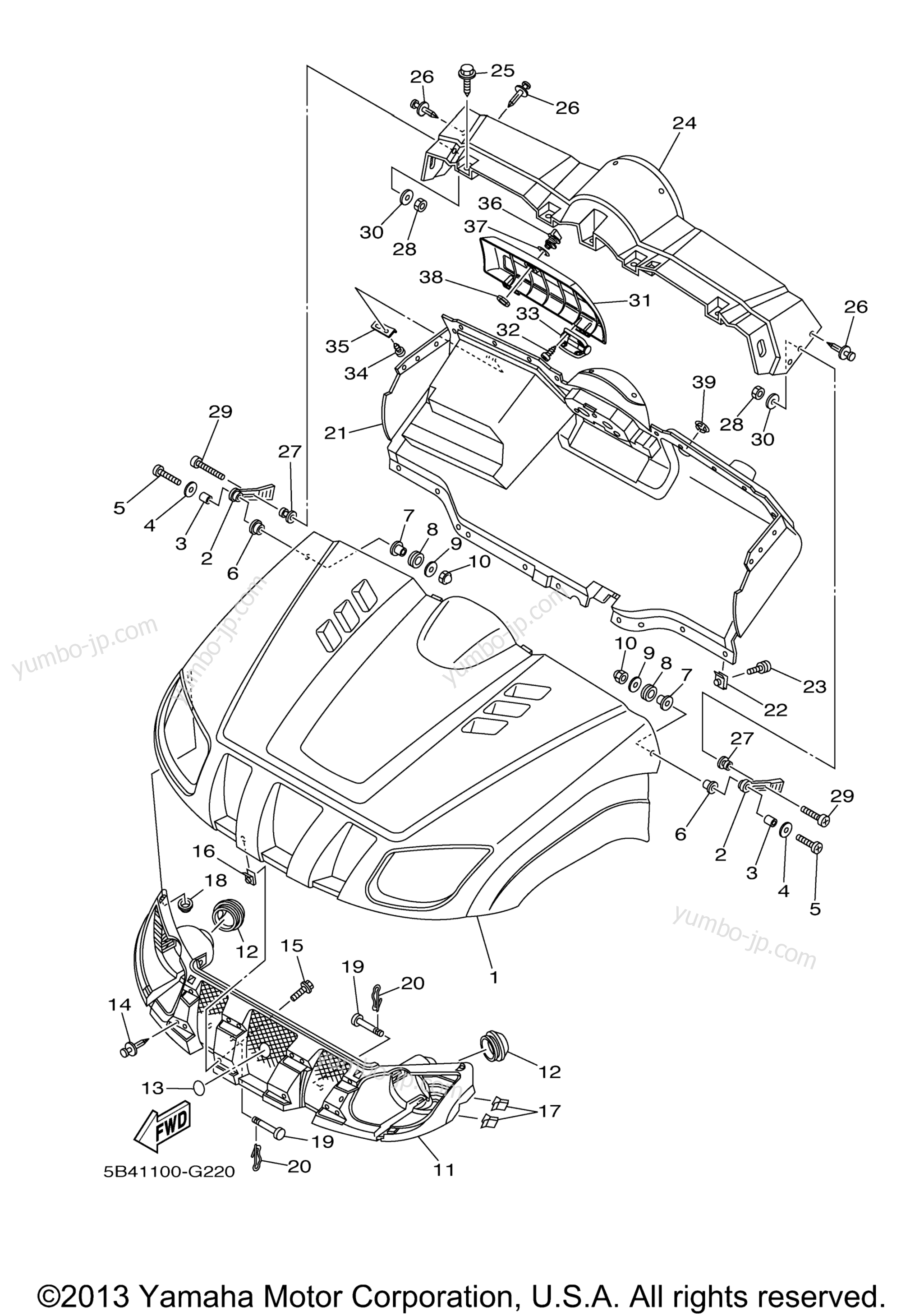 FRONT FENDER for UTVs YAMAHA RHINO 700 FI SPORT EDITION (YXR70FSPX) 2008 year