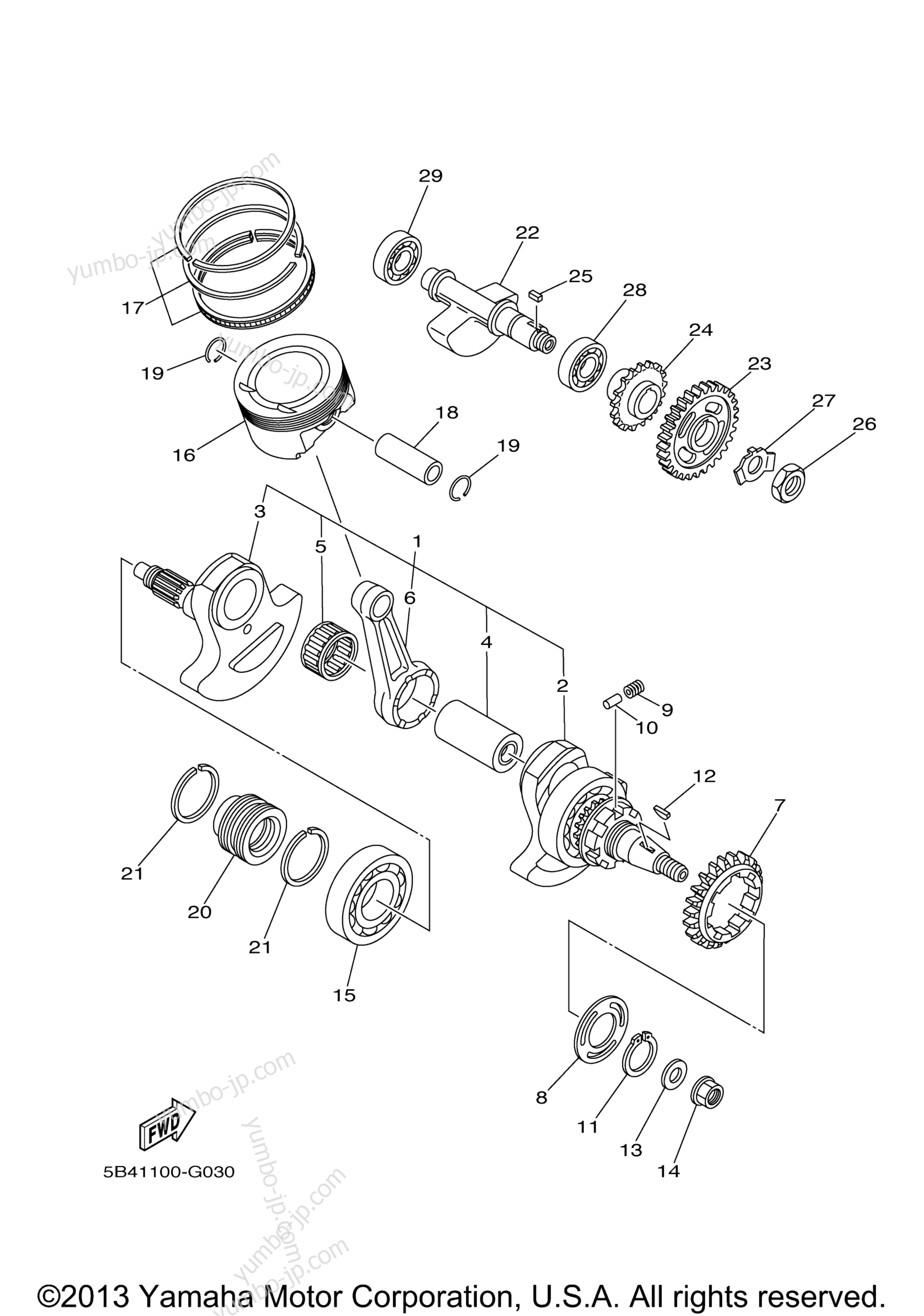 CRANKSHAFT PISTON for UTVs YAMAHA RHINO 700 FI SPECIAL EDITION II (YXR70FSP2X) 2008 year