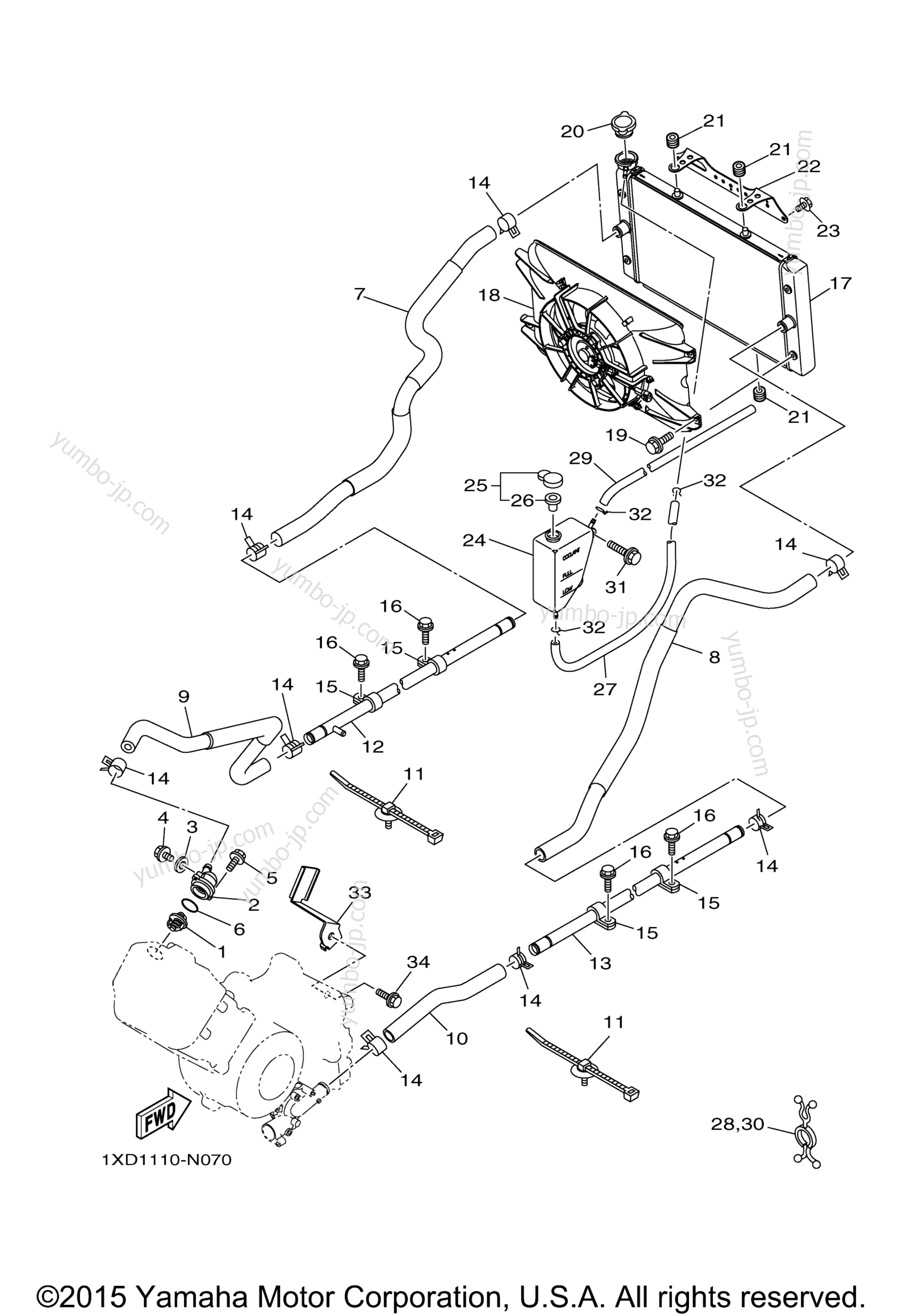 RADIATOR HOSE для мотовездеходов YAMAHA VIKING EPS HUNTER (YXM70VPHGH) 2016 г.