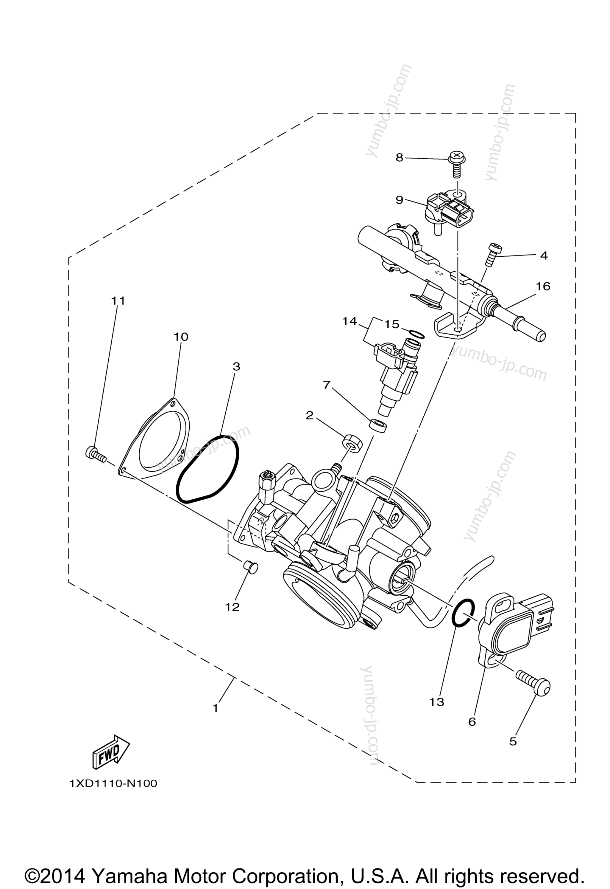 Throttle Body Assy 1 для мотовездеходов YAMAHA VIKING EPS HUNTER (YXM700PHFH) 2015 г.