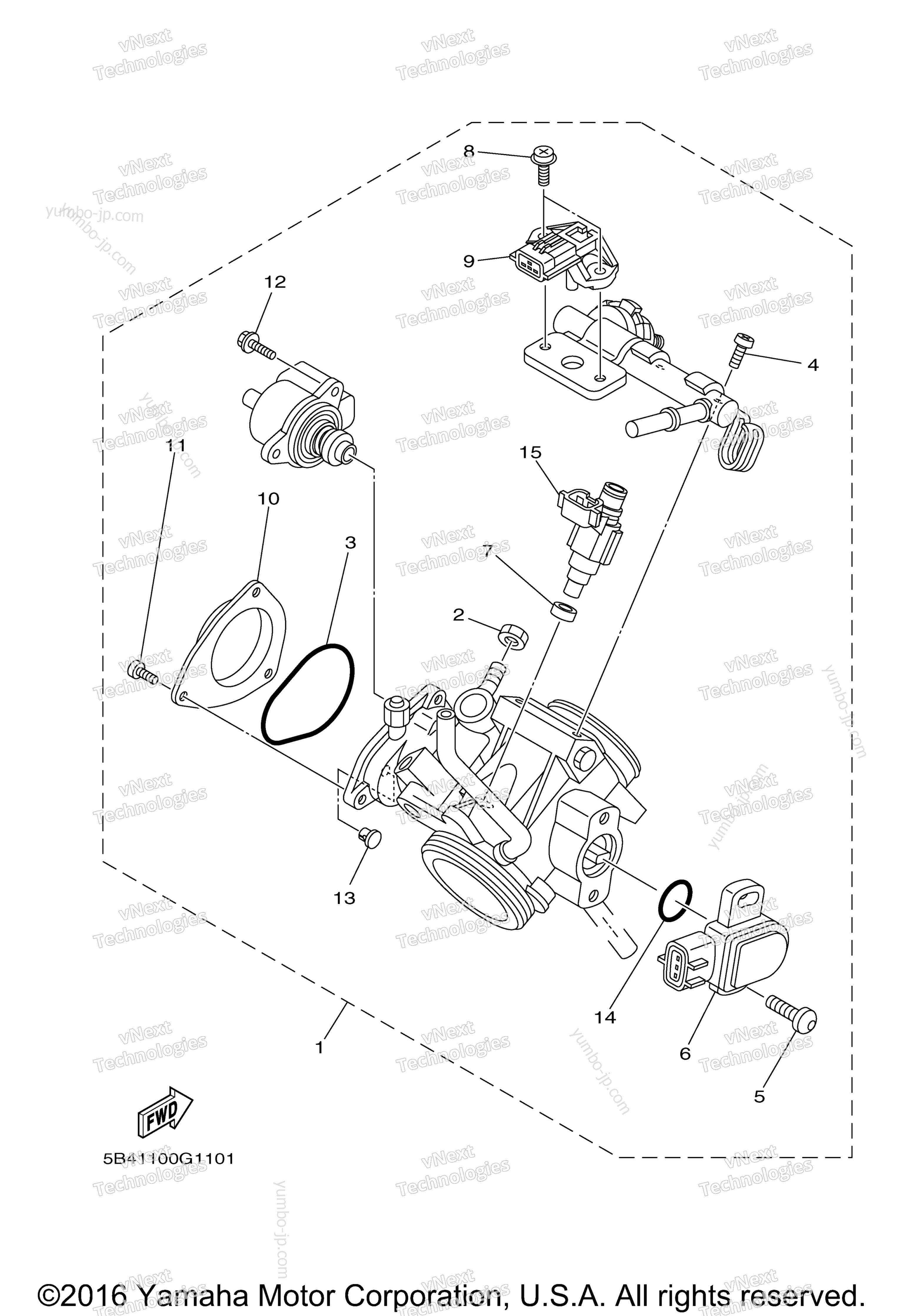 Throttle Body Assy for UTVs YAMAHA RHINO 700 FI DUCKS UNLIMTED (YXR70FDUX) 2008 year