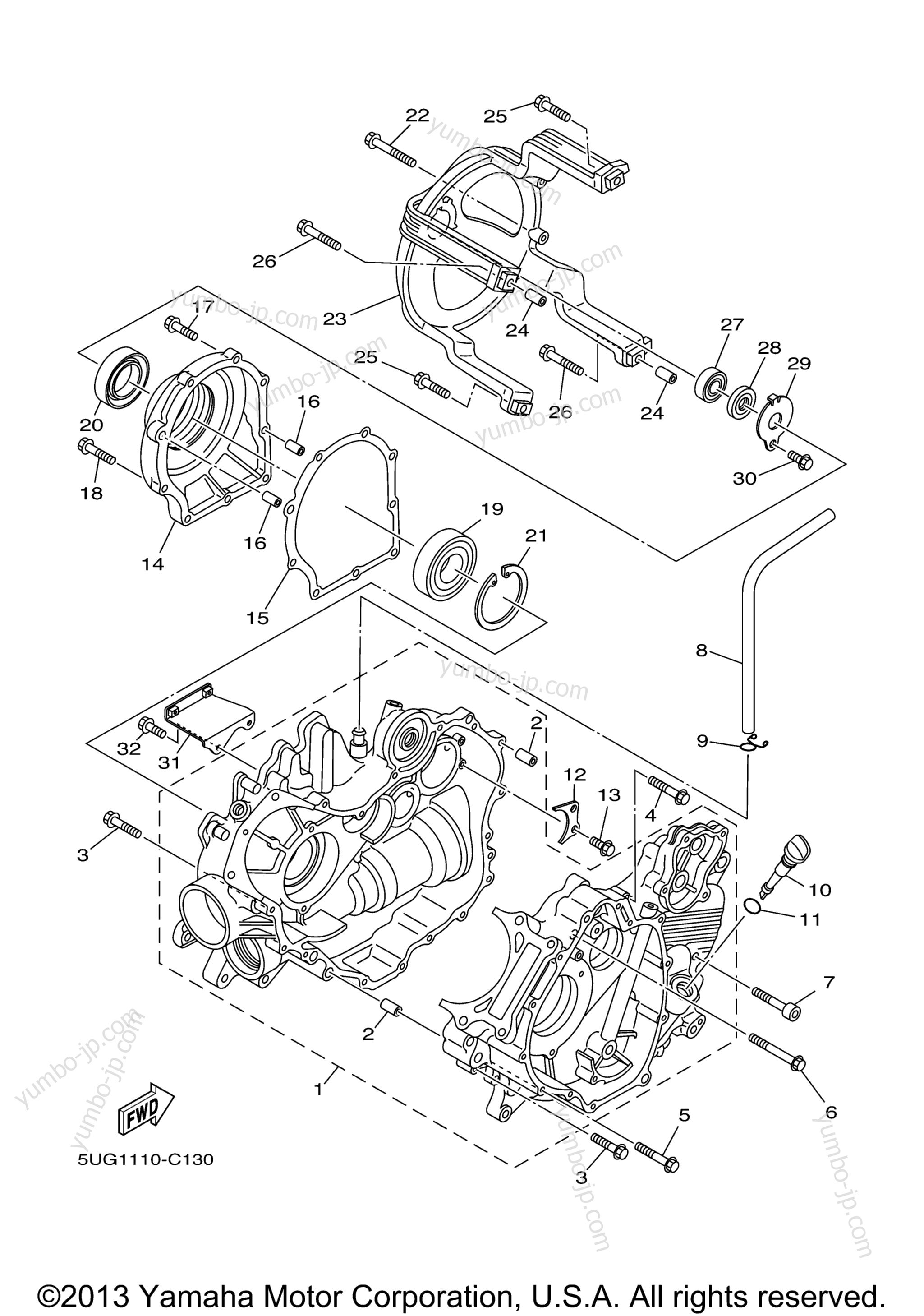 CRANKCASE for UTVs YAMAHA RHINO HUNTER (YXR660FAHT) 2005 year