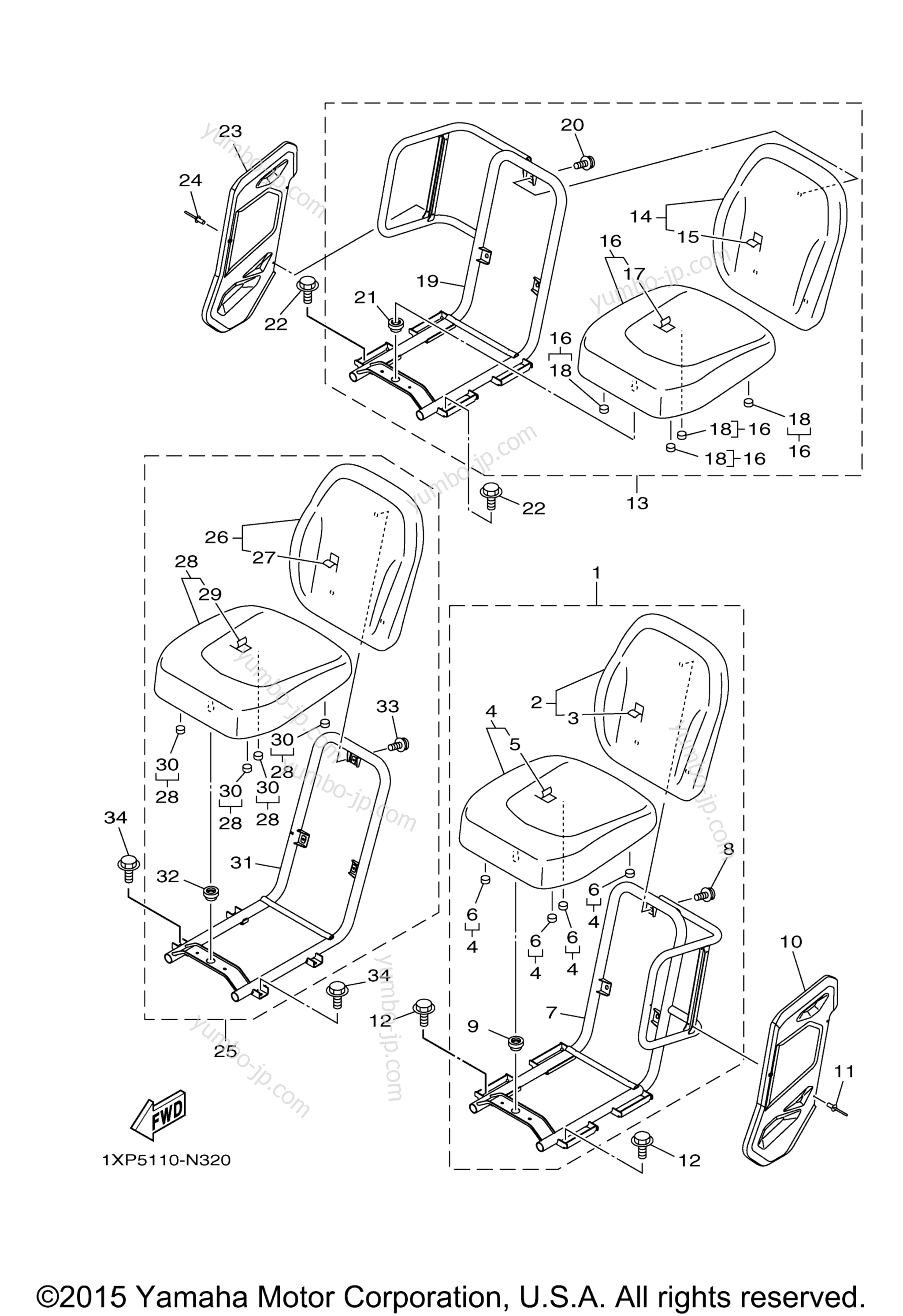 SEAT for UTVs YAMAHA VIKING EPS HUNTER (YXM70VPHGH) 2016 year