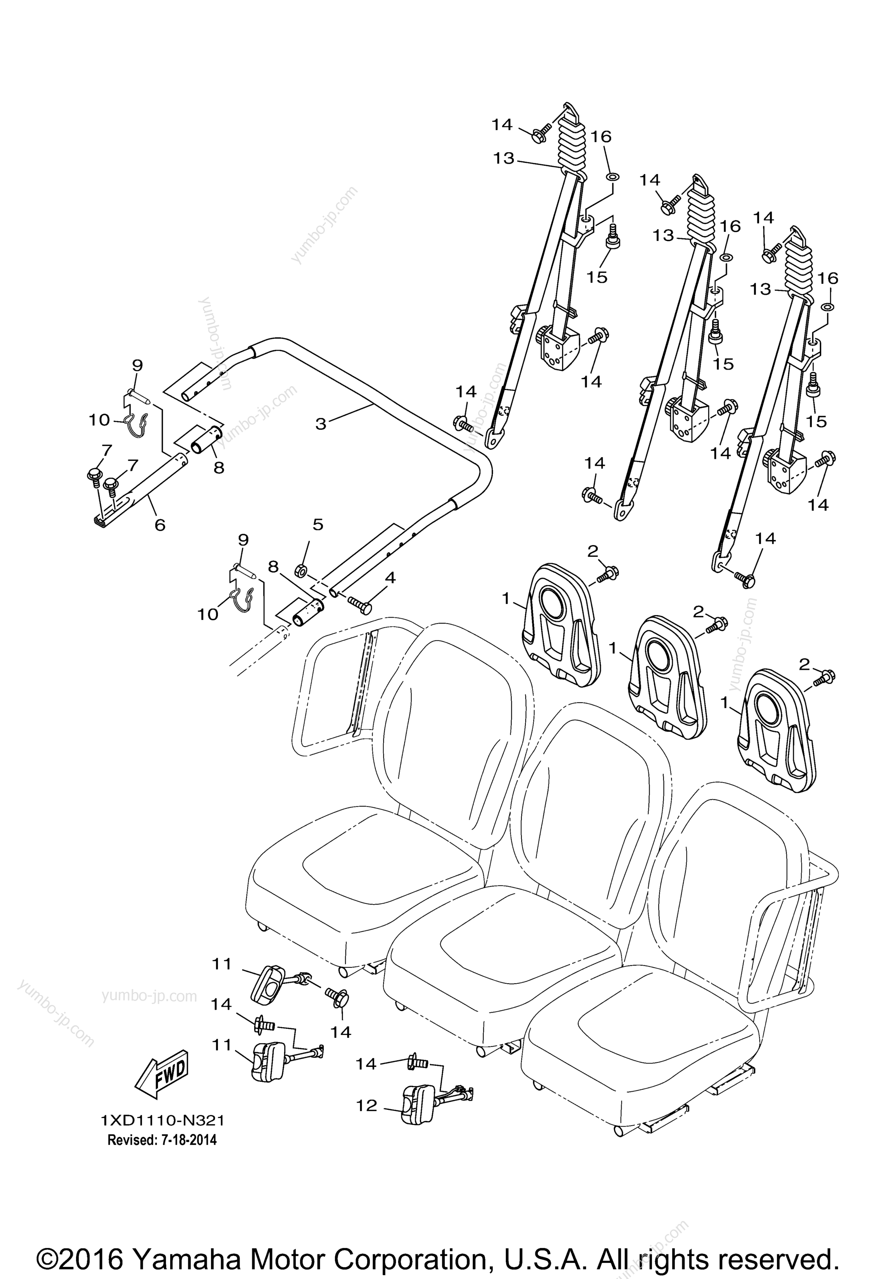 Seat 2 for UTVs YAMAHA VIKING 700 (YXM700DEL) 2014 year