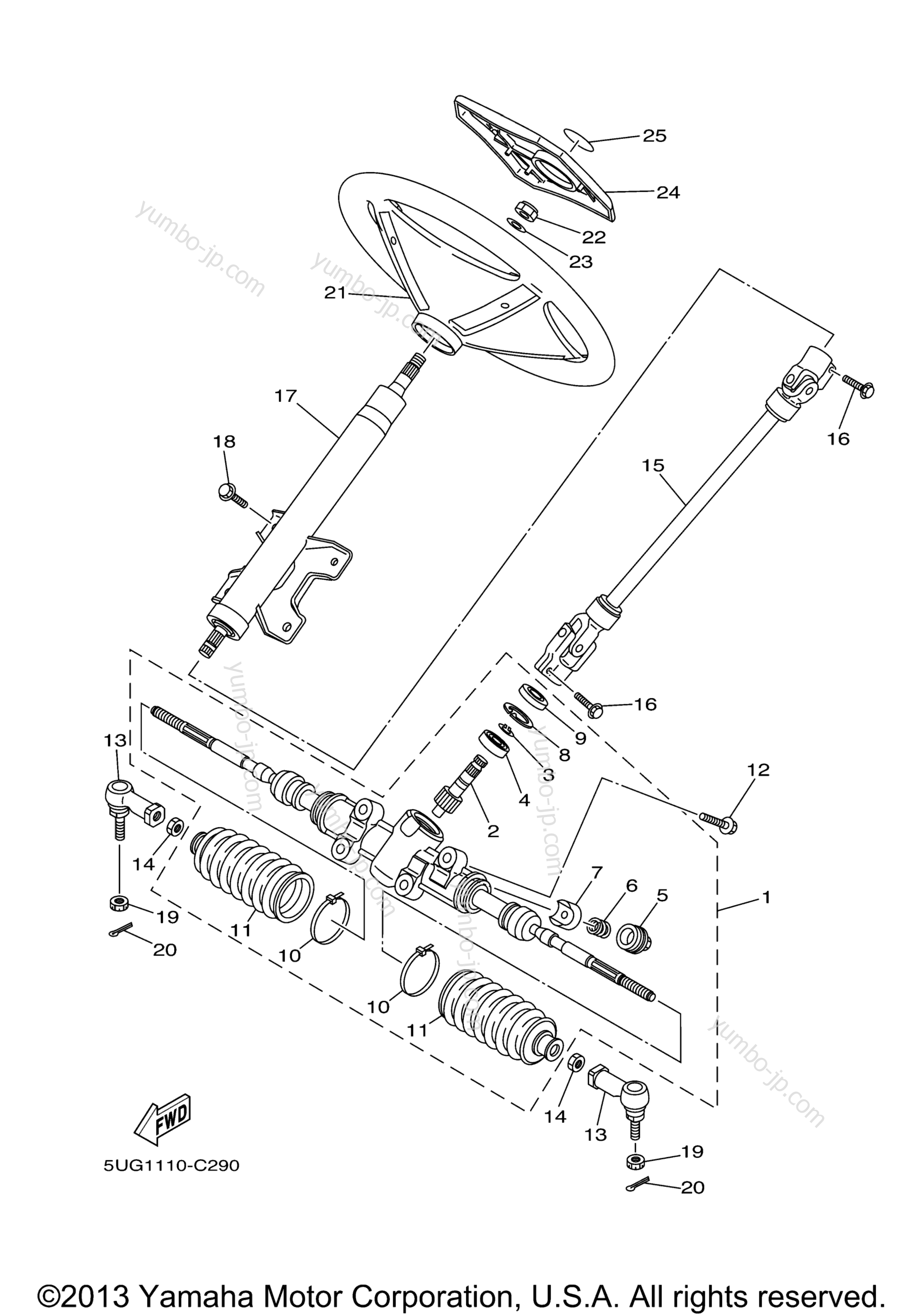 Steering for UTVs YAMAHA RHINO HUNTER (YXR660FAHT) 2005 year