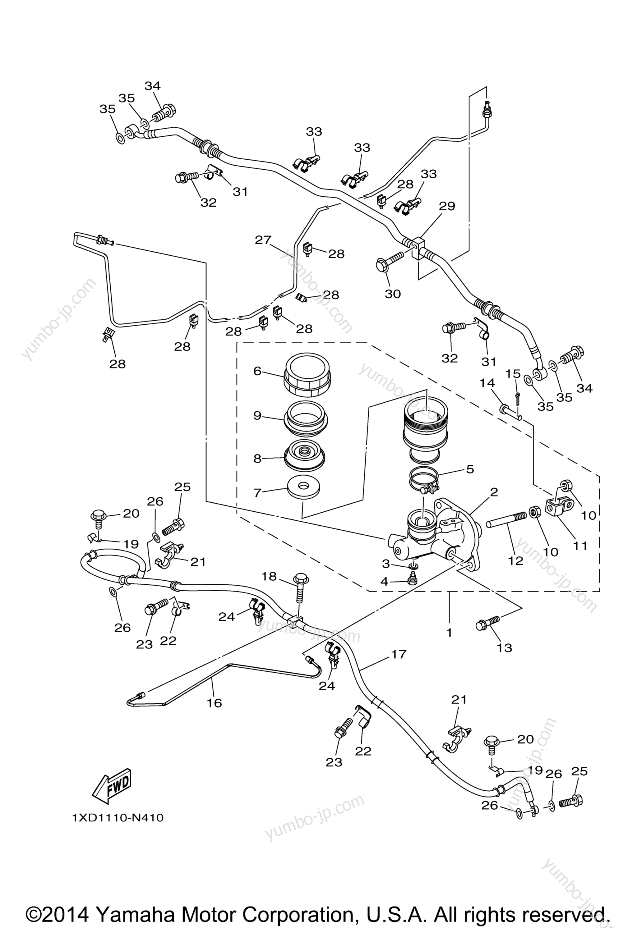 Master Cylinder для мотовездеходов YAMAHA VIKING 700 (YXM700DEL) 2014 г.