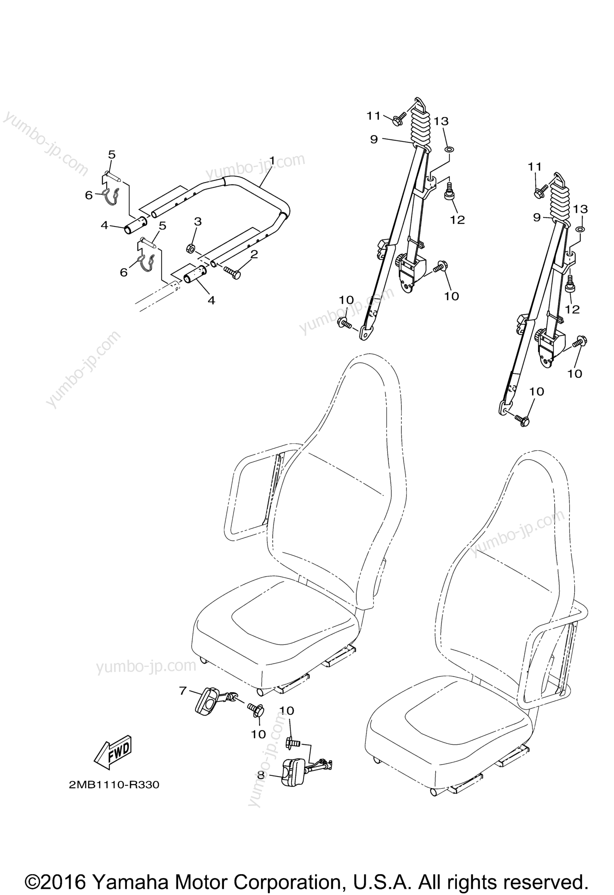 Seat 2 для мотовездеходов YAMAHA WOLVERINE R-SPEC EPS SE (YXE70WPSGB) 2016 г.