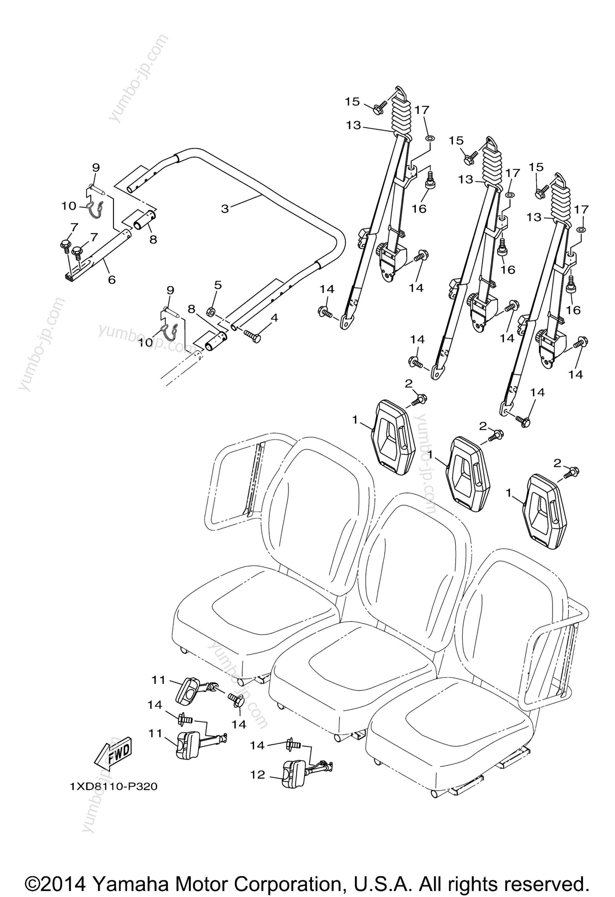 Seat 2 for UTVs YAMAHA VIKING (YXM700DFL) 2015 year