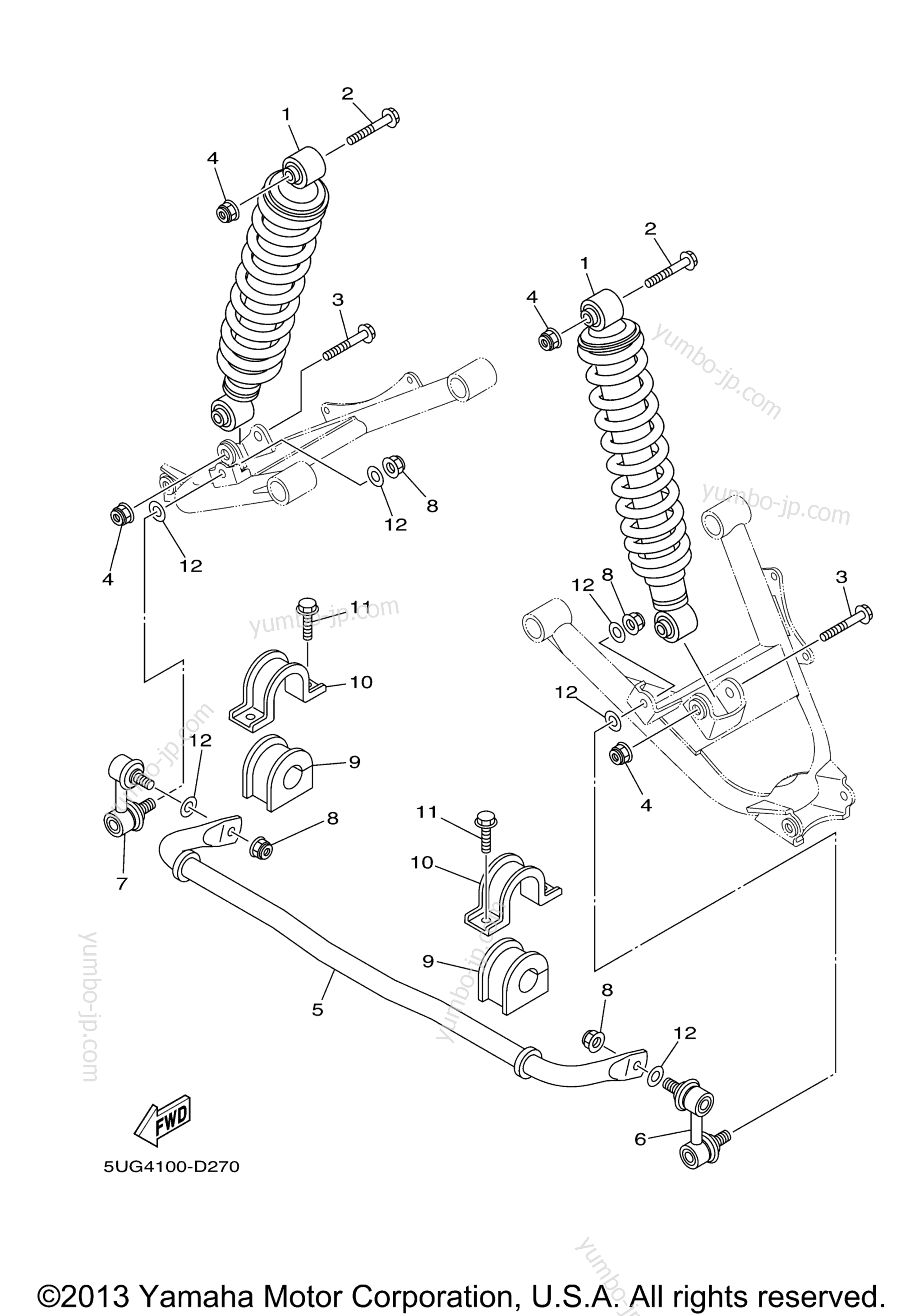 Rear Suspension for UTVs YAMAHA RHINO HUNTER (YXR660FAHT) 2005 year