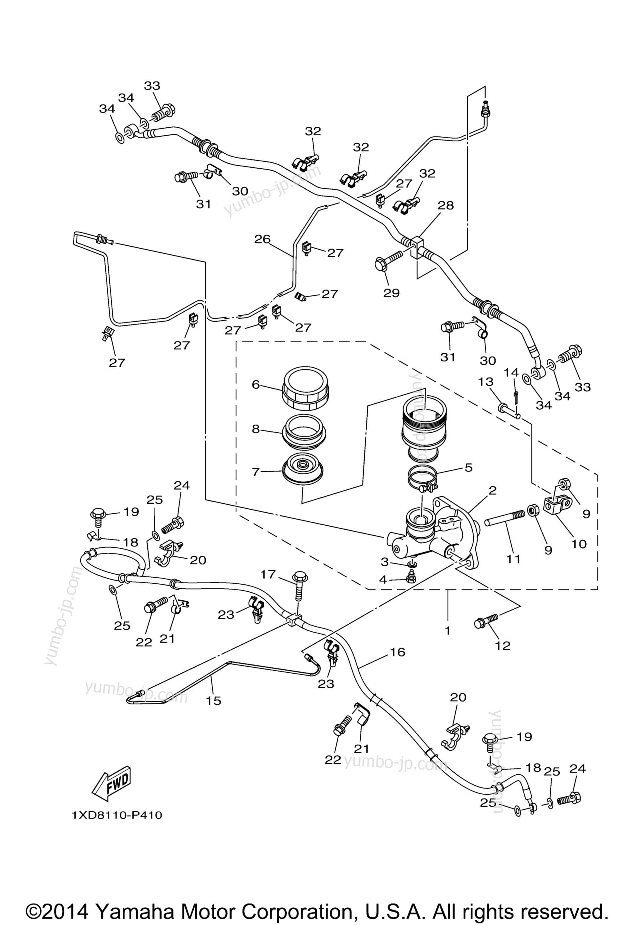 Master Cylinder для мотовездеходов YAMAHA VIKING (YXM700DFL) 2015 г.