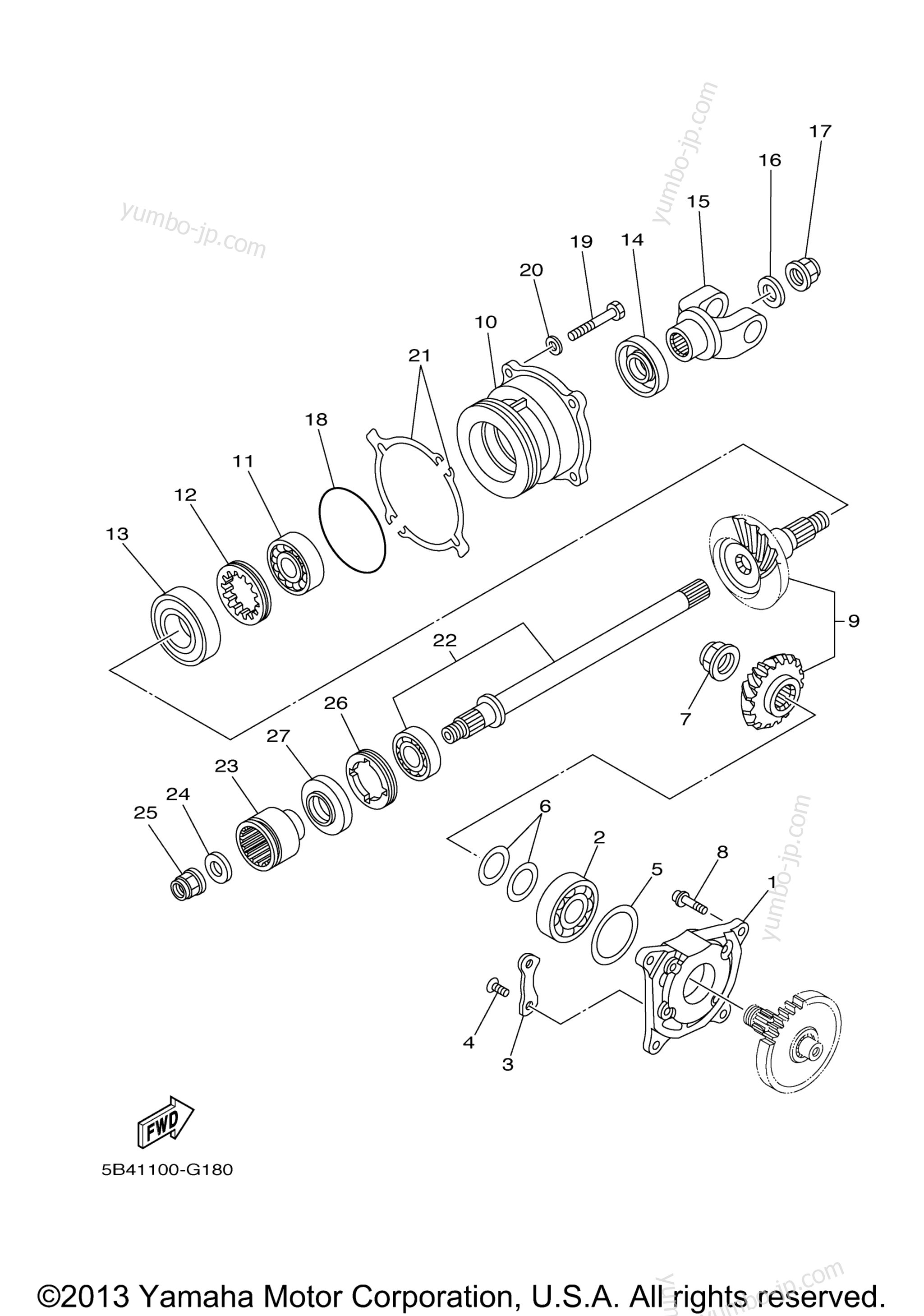 Middle Drive Gear for UTVs YAMAHA RHINO 700 HUNTER (YXR7FHA) 2011 year