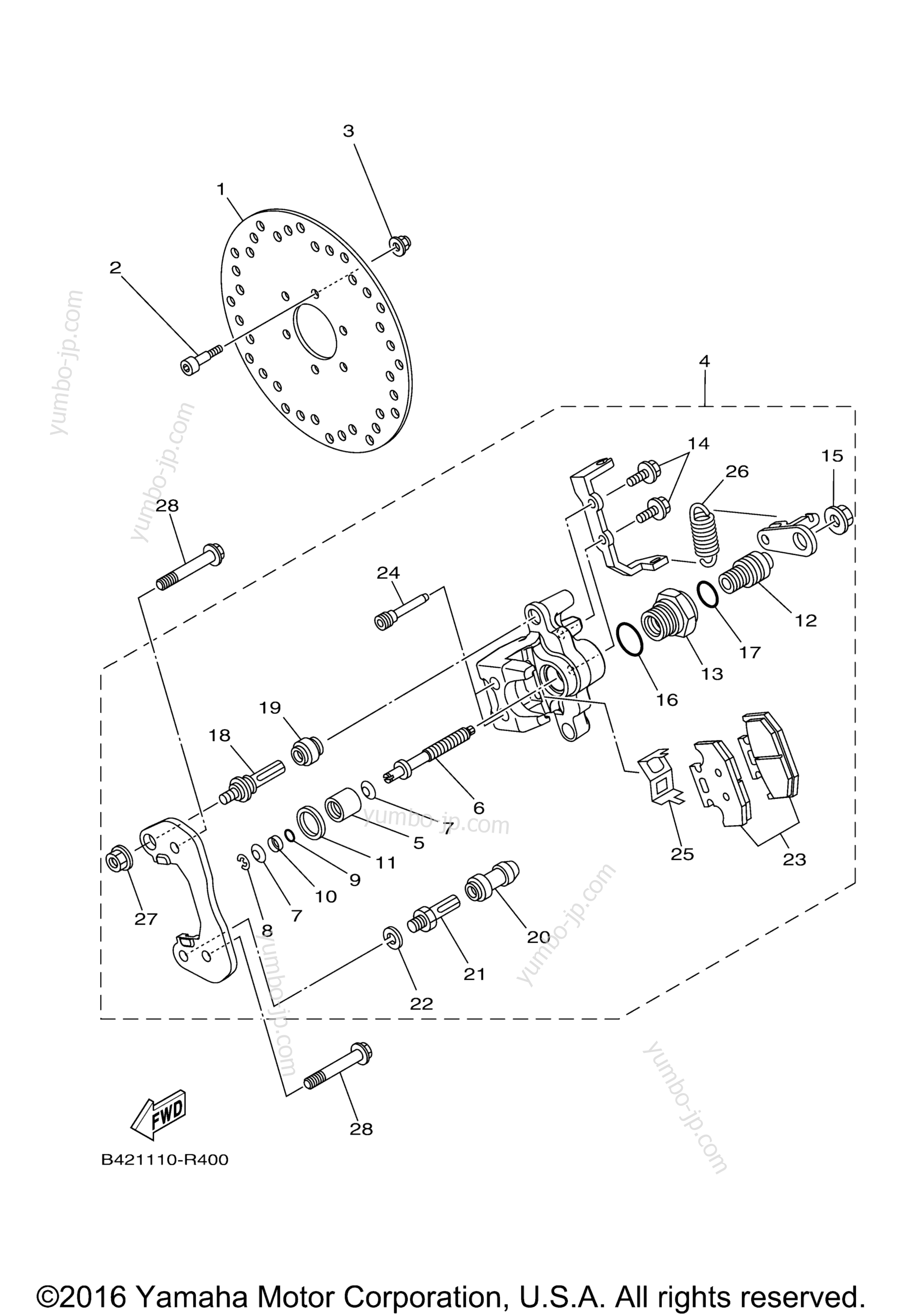 Rear Brake Caliper 2 для мотовездеходов YAMAHA YXZ1000 EPS (YXZ10YPXGL) 2016 г.