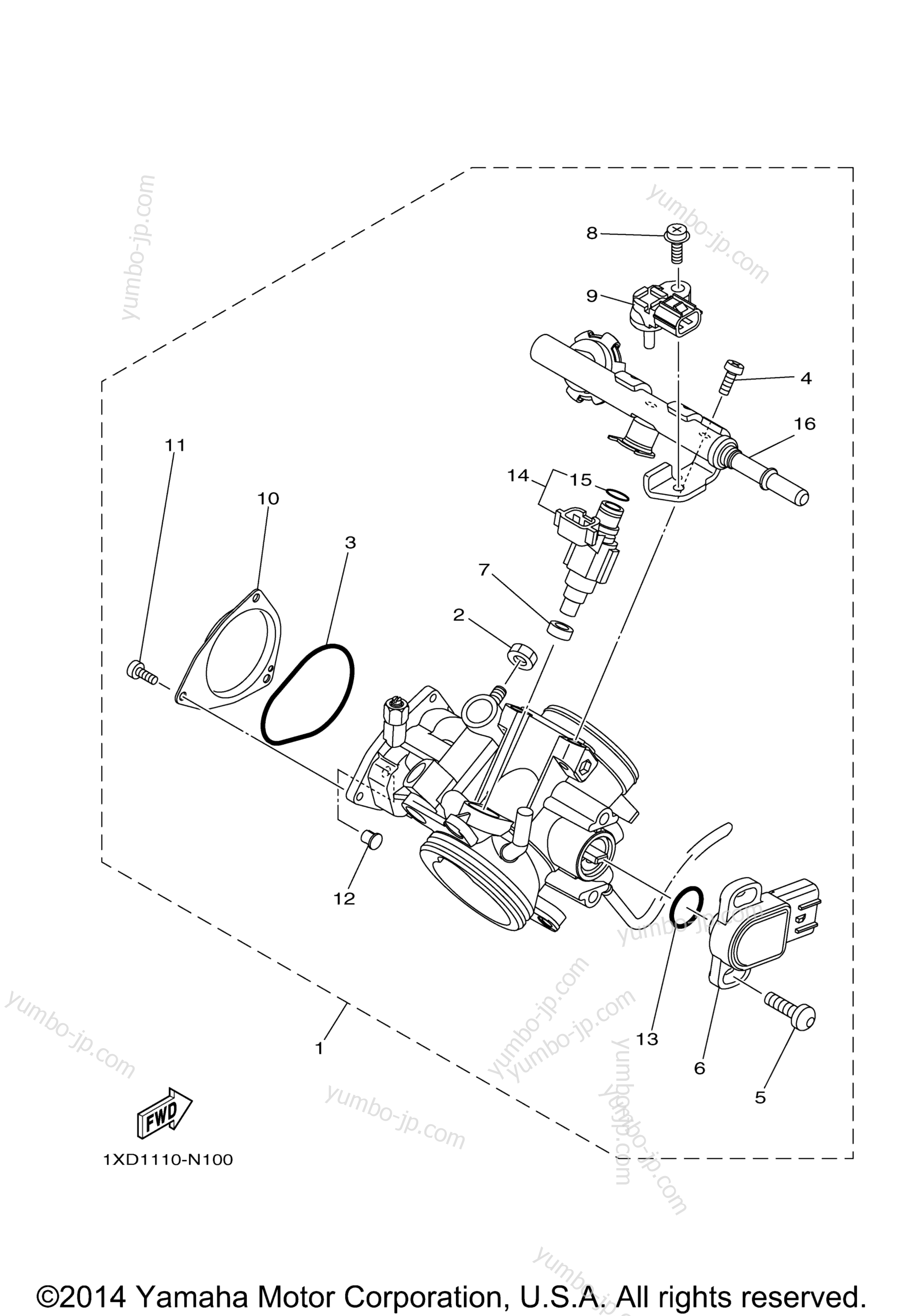 Throttle Body Assy 1 для мотовездеходов YAMAHA VIKING 700 EPS (YXM700PER) 2014 г.