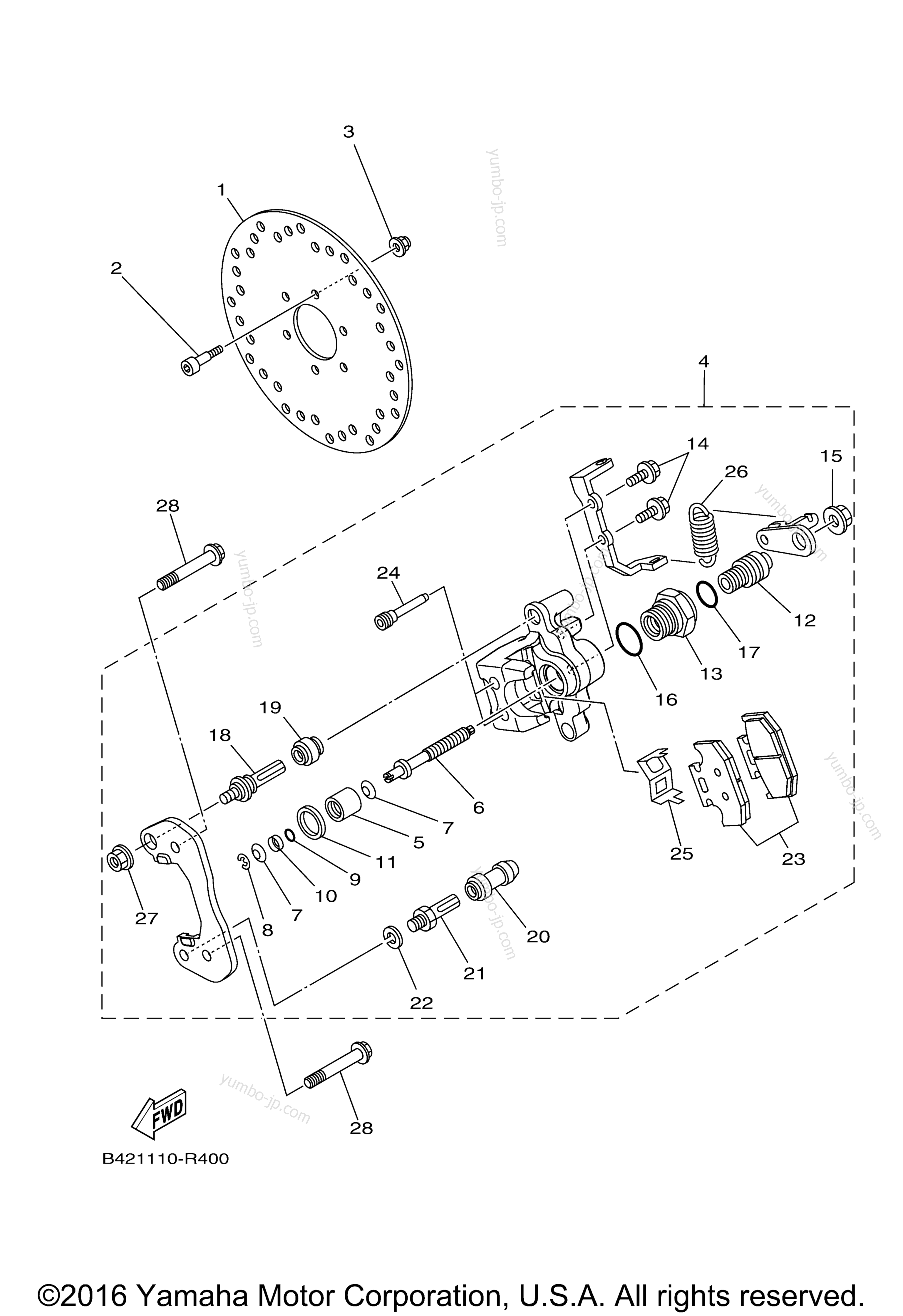 Rear Brake Caliper 2 для мотовездеходов YAMAHA VIKING (YXM70VDHHH) 2017 г.